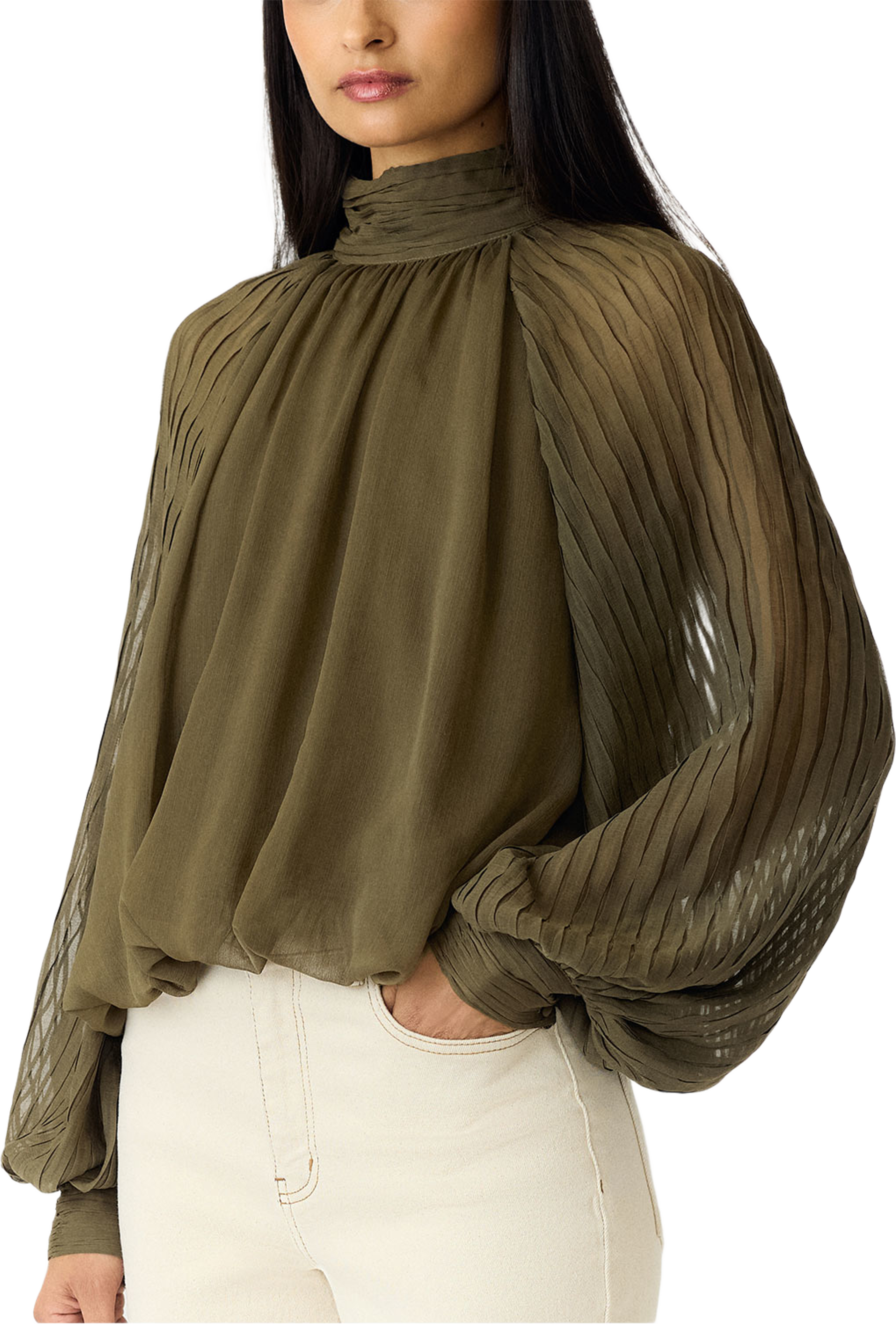 Yasolera Top, från YAS, i färgen Dark Olive. Klicka för att öppna bilden i stort format