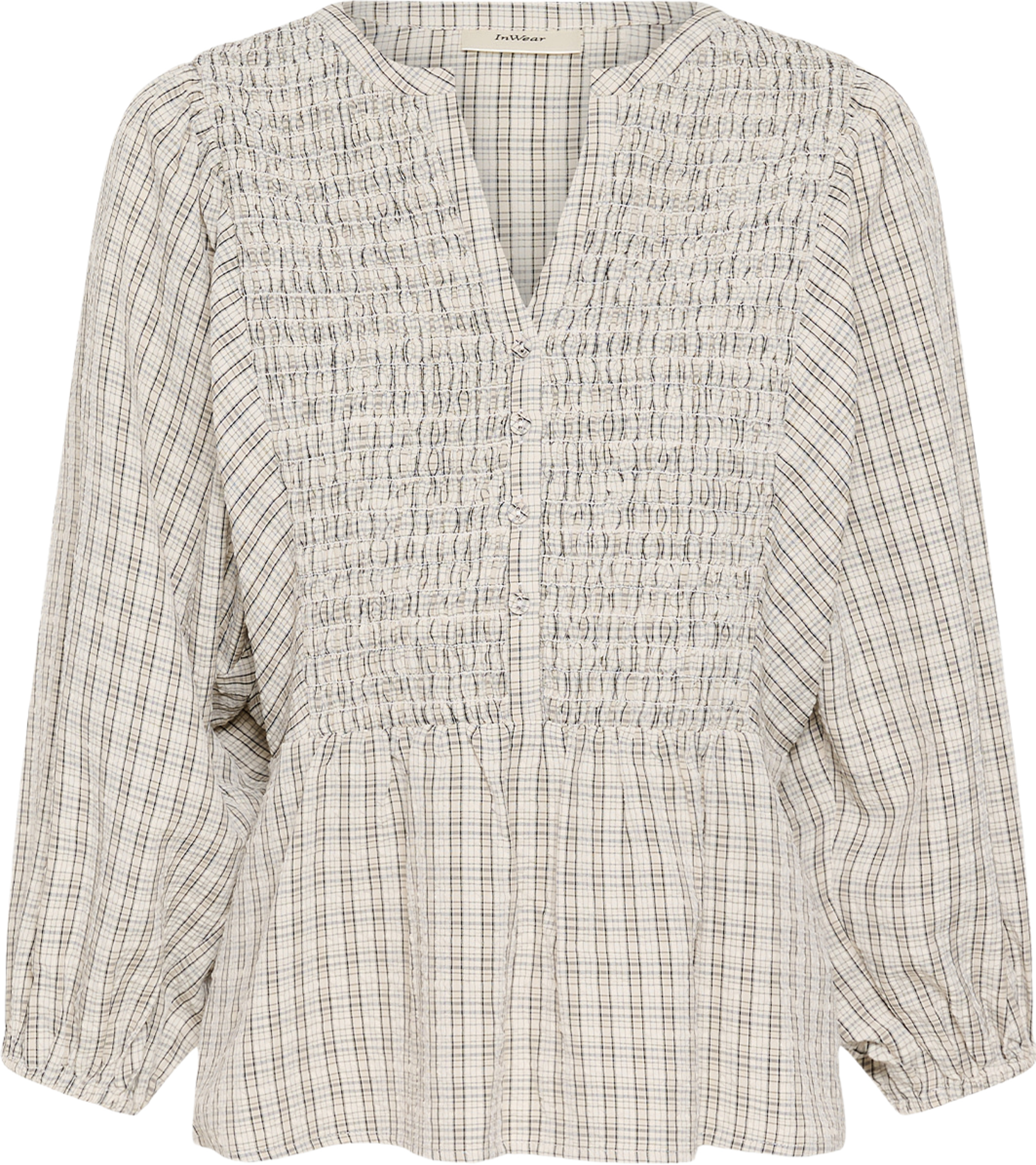 SURAIW SMOCK BLOUSE, från Inwear, i färgen Light Mini Striped Check. Klicka för att öppna bilden i stort format