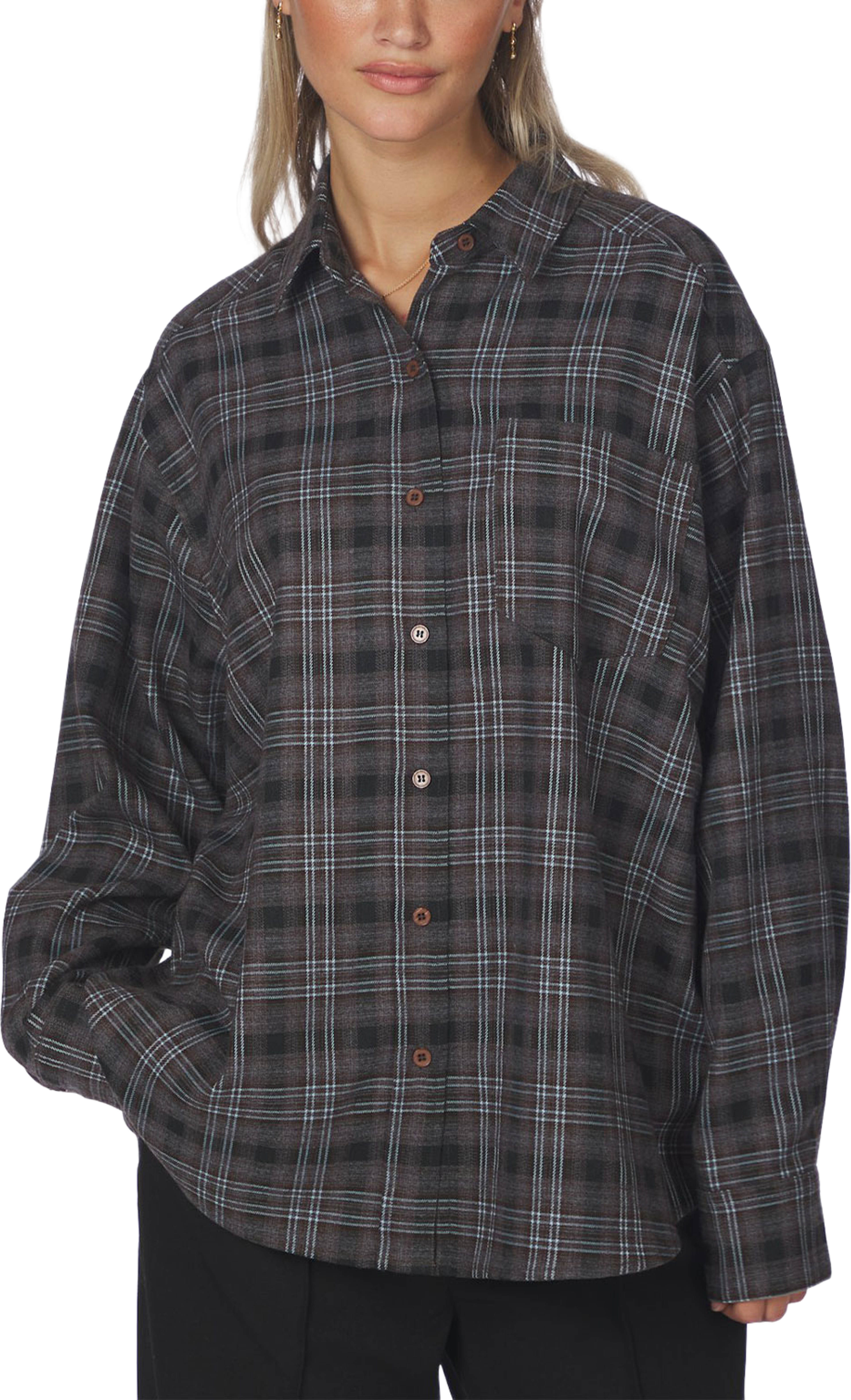Dalma Flannel Check Shirt, från Neo Noir, i färgen Warm Grey. Klicka för att öppna bilden i stort format
