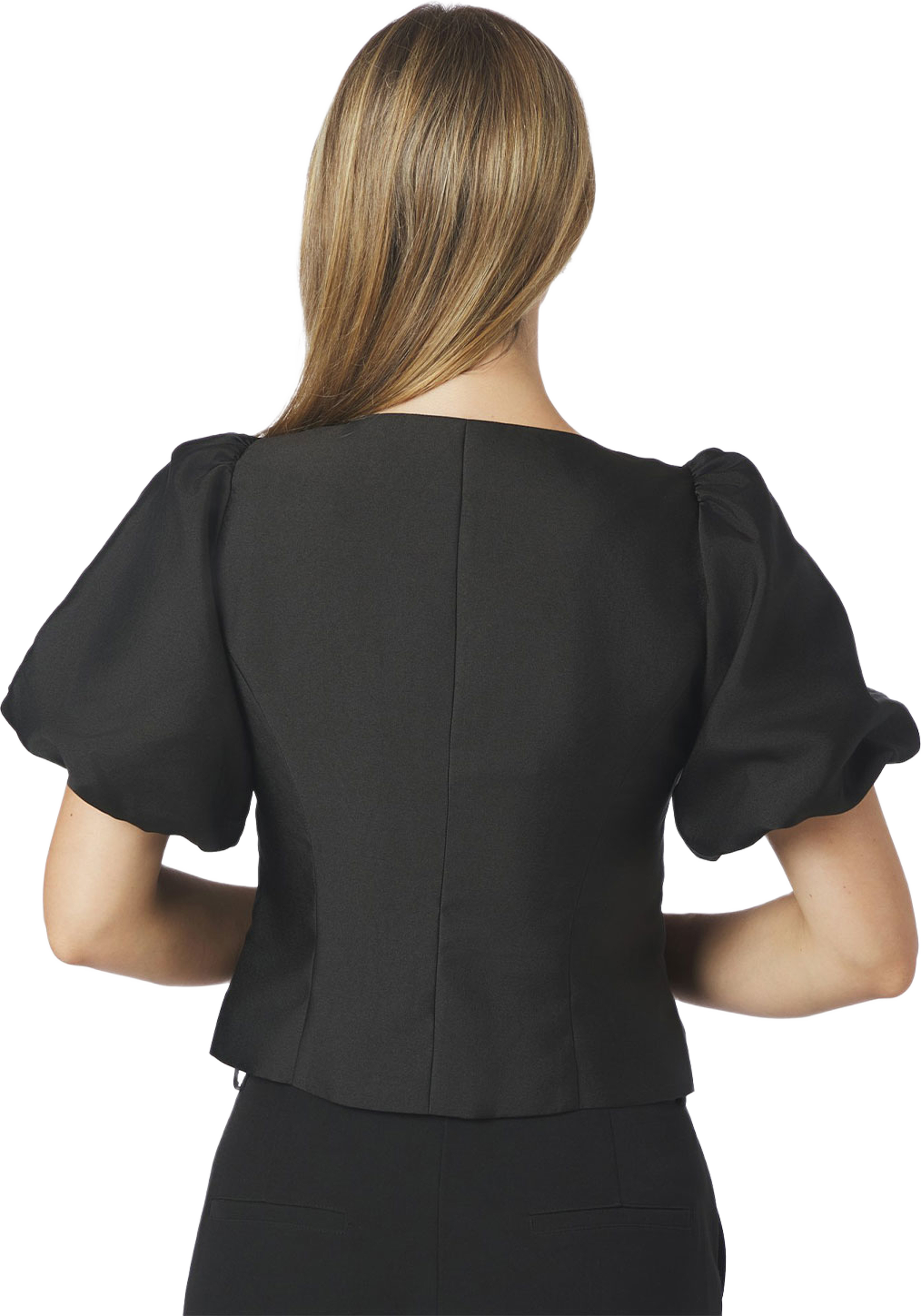 Anela Mandarin Dull Satin Blouse, från Neo Noir, i färgen Black. Klicka för att öppna bilden i stort format