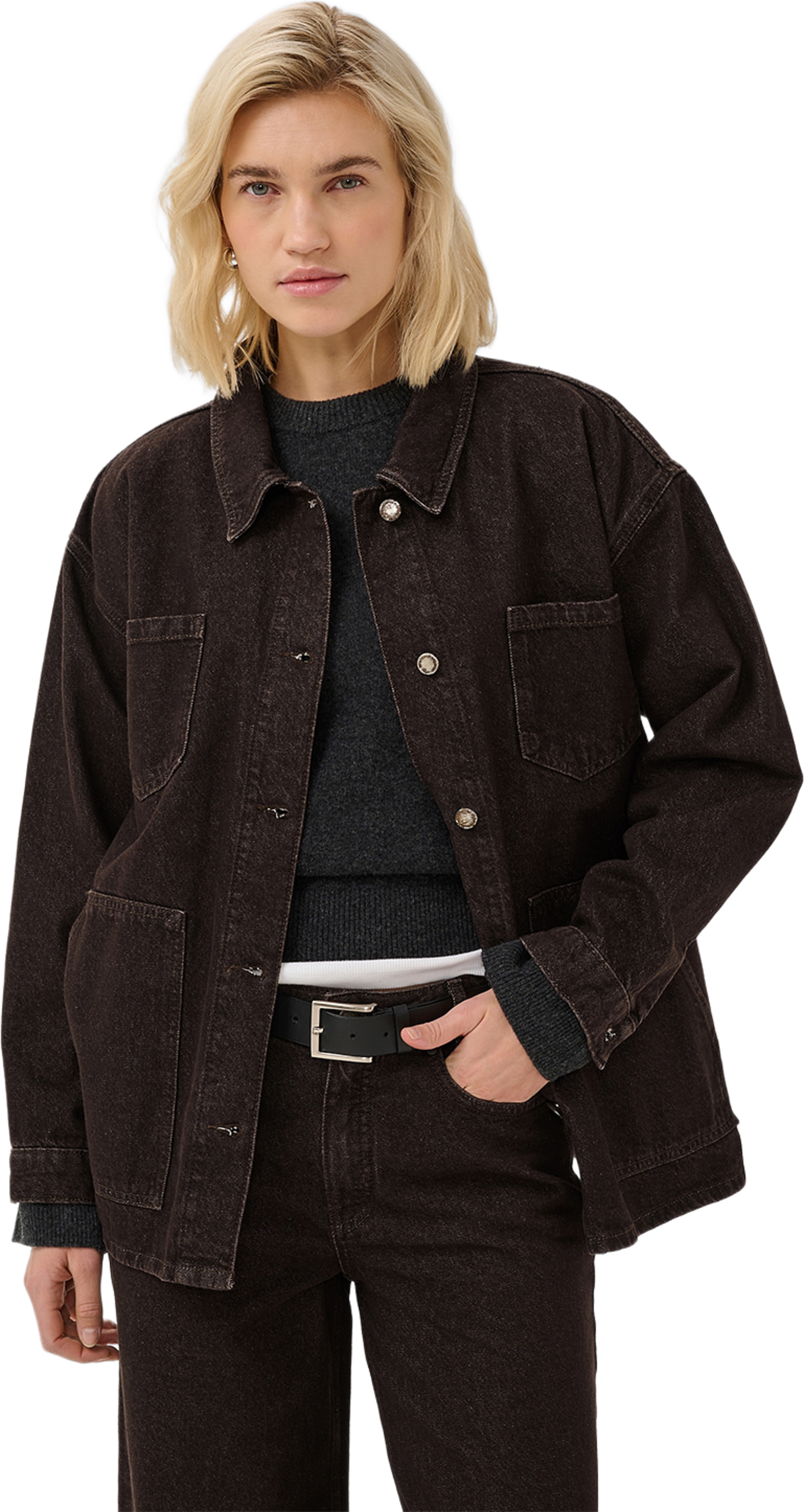 Denim Jacket Mwuma 188, från My Essential Wardrobe, i färgen Dark Brown Wash. Klicka för att öppna bilden i stort format