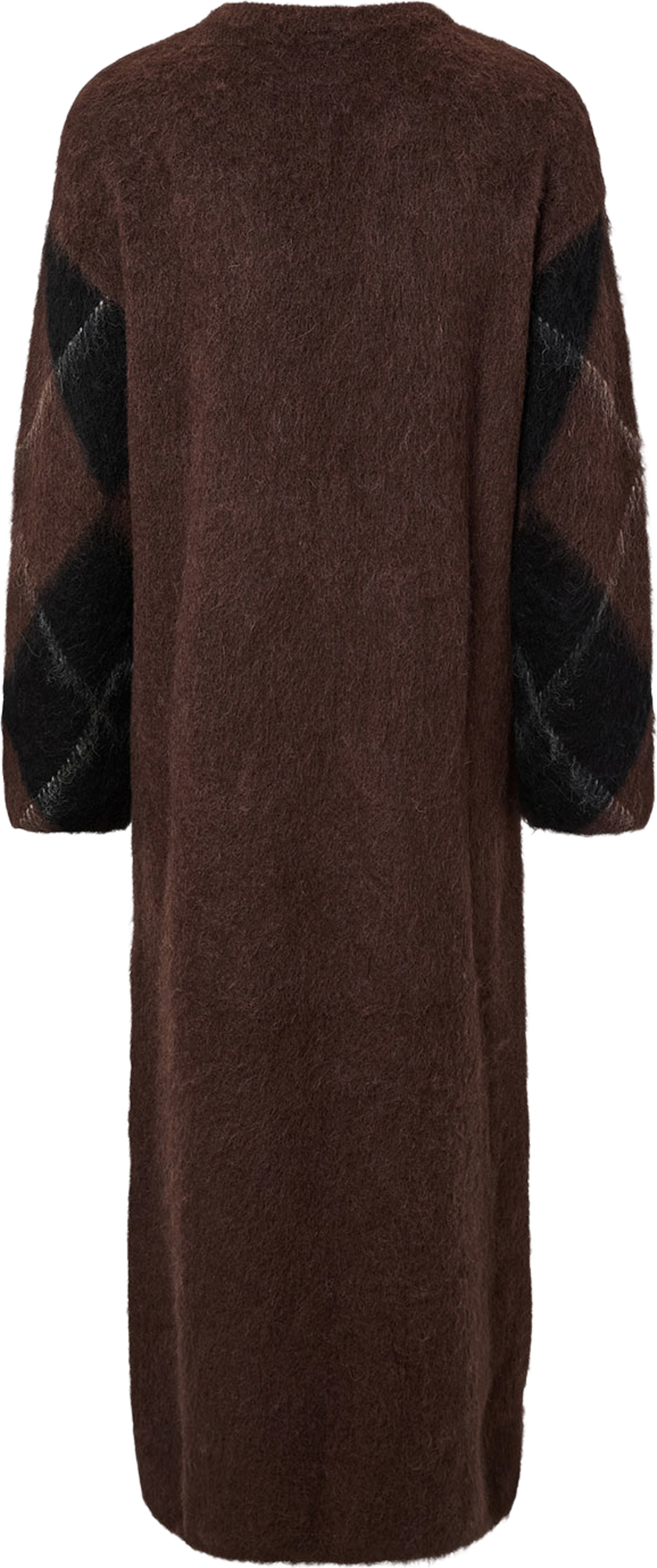 Yasargy Long Mohair Blend Knit Dress, från YAS, i färgen Carafe Black Bean W Pristine Line. Klicka för att öppna bilden i stort format