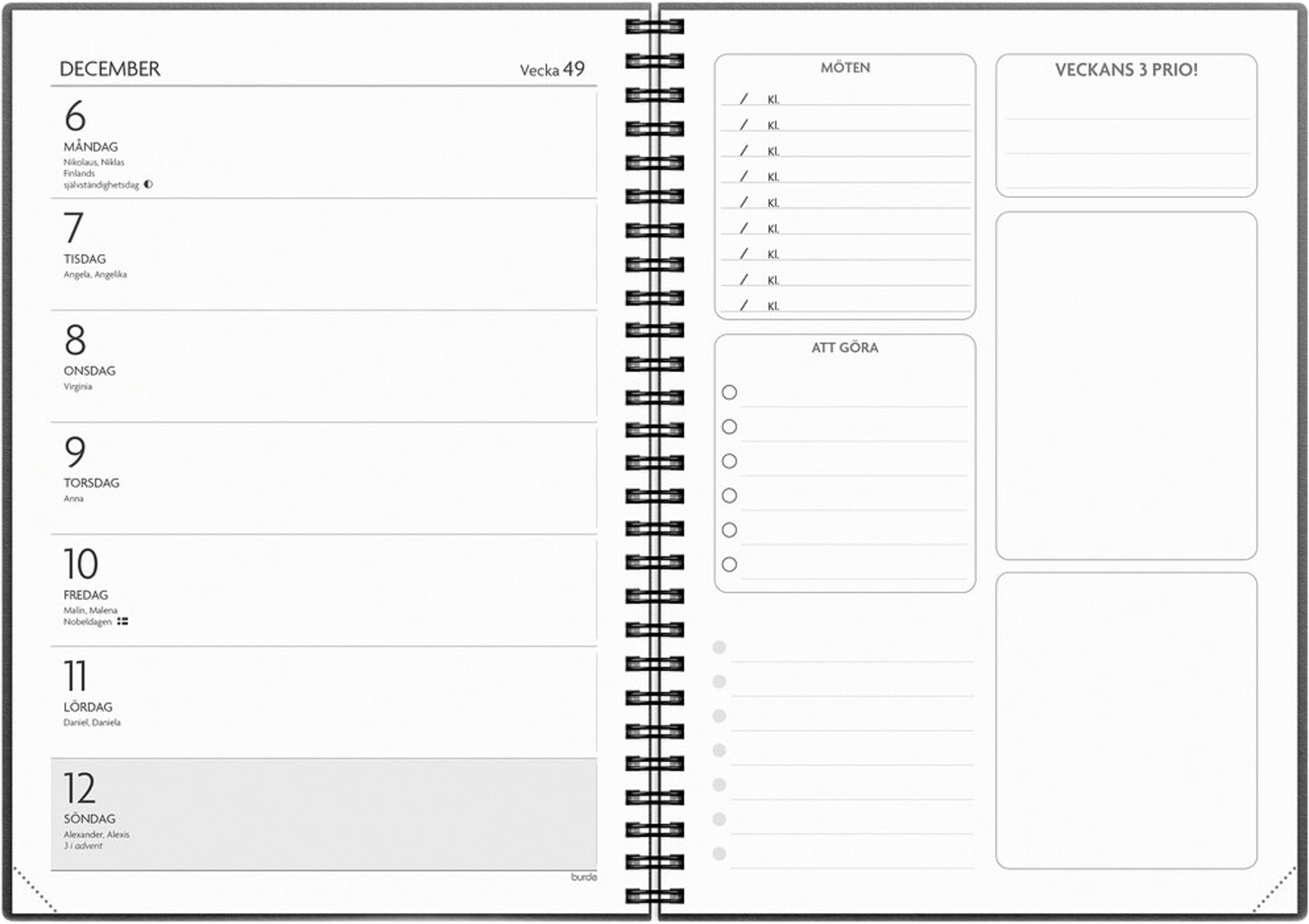Kalender Få det gjort 2027 svart, från Burde, i färgen Svart. Klicka för att öppna bilden i stort format