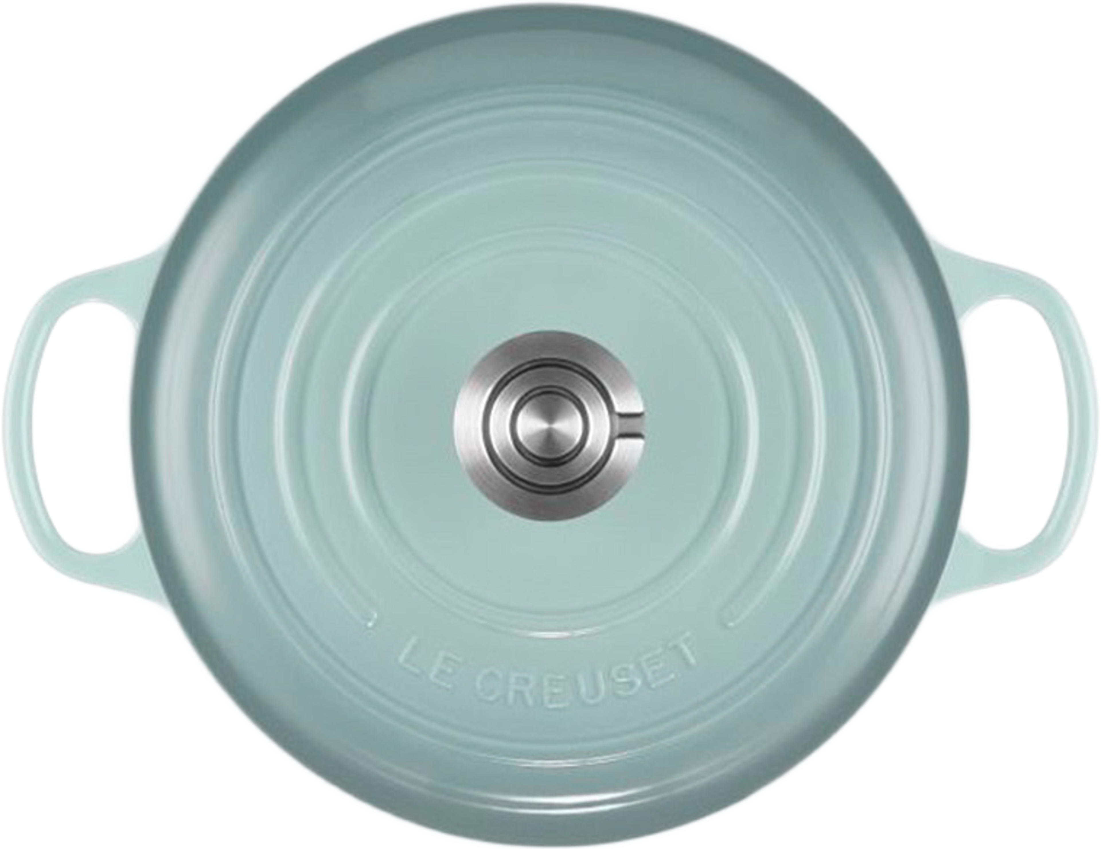 Signature gjutjärn rund gryta 24cm, från Le Creuset, i färgen Sea Salt. Klicka för att öppna bilden i stort format