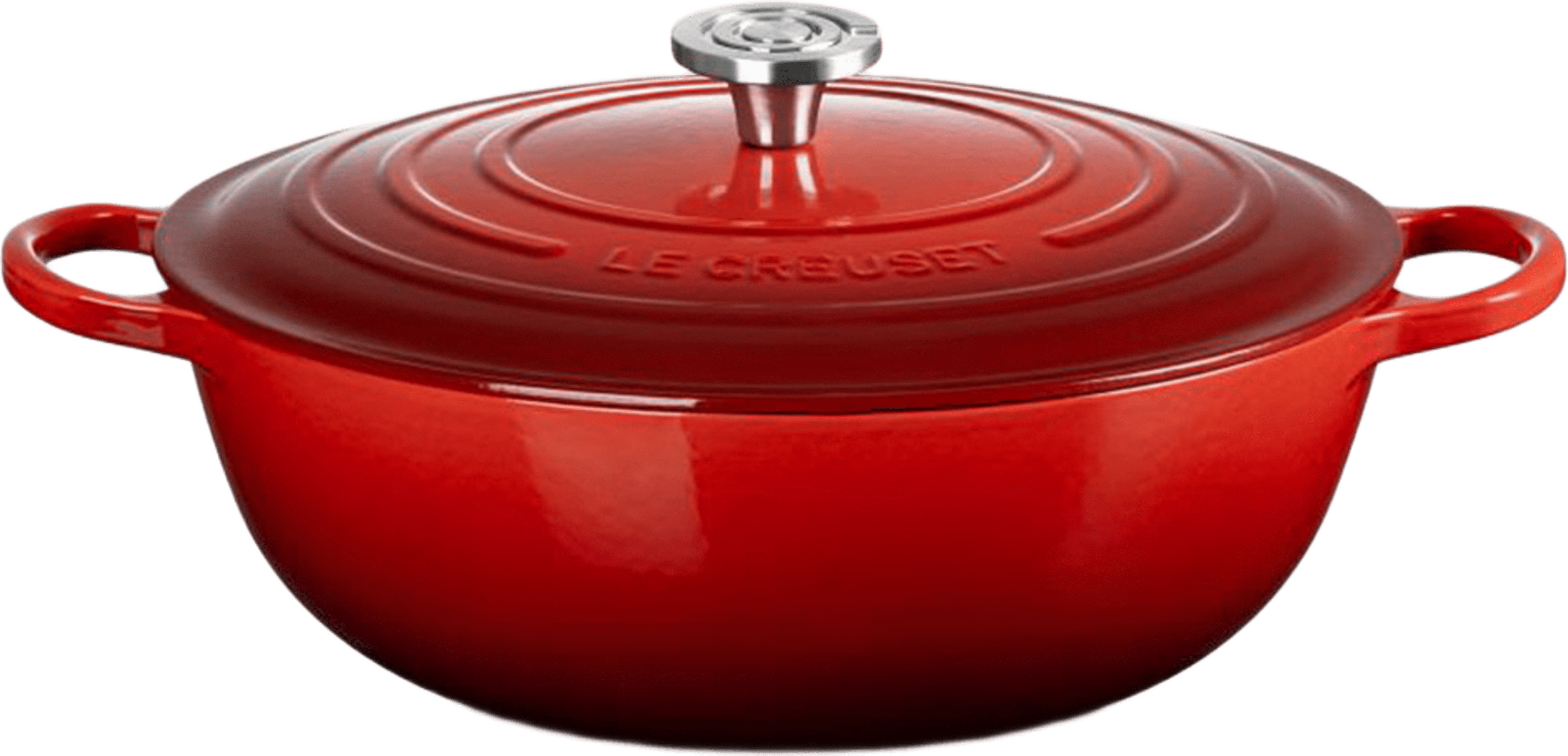 Signature gjutjärn stekgryta 32cm, från Le Creuset, i färgen Cerise. Klicka för att öppna bilden i stort format