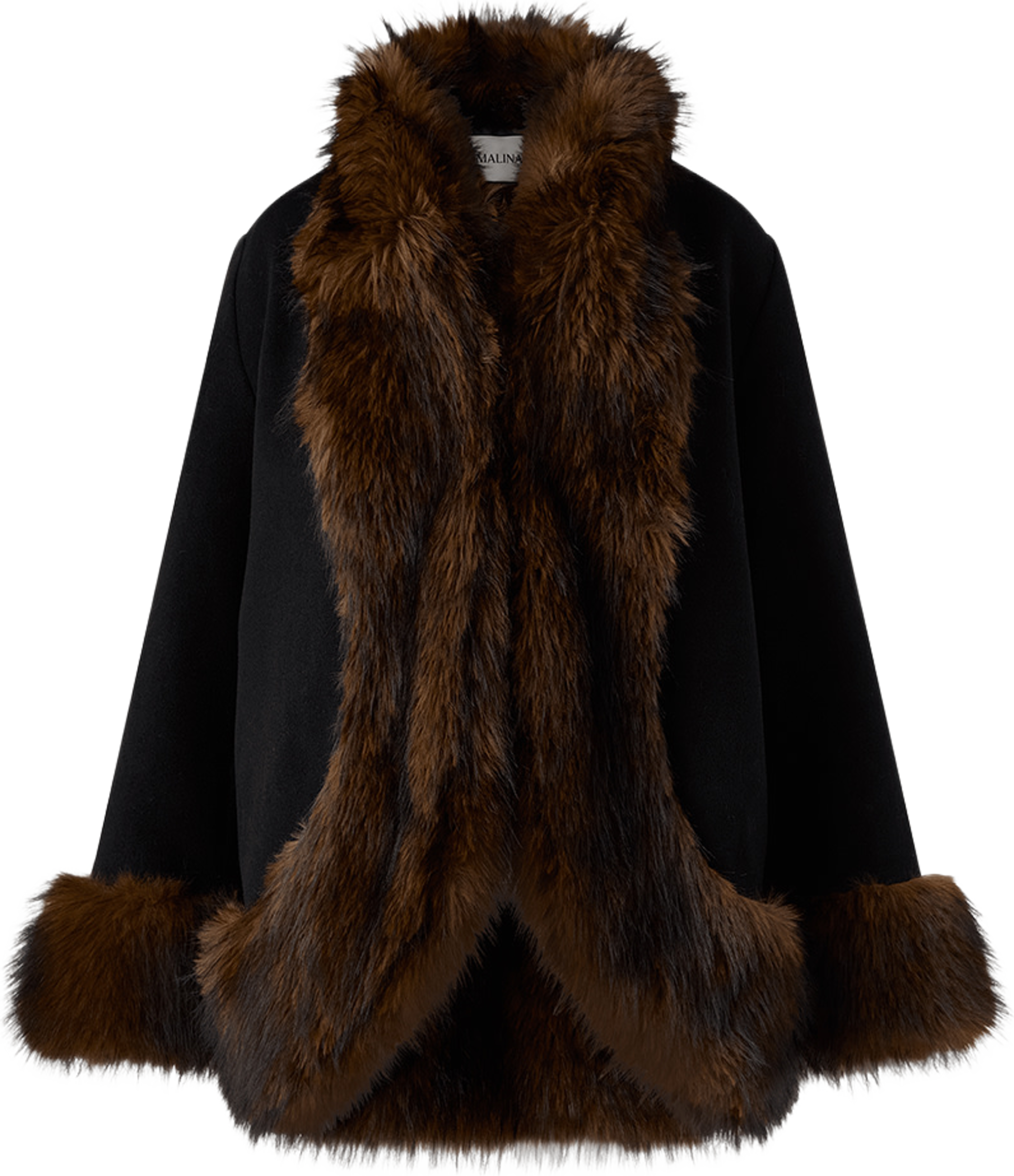 Nor Faux Fur Short Wool Coat, från Malina, i färgen Black. Klicka för att öppna bilden i stort format