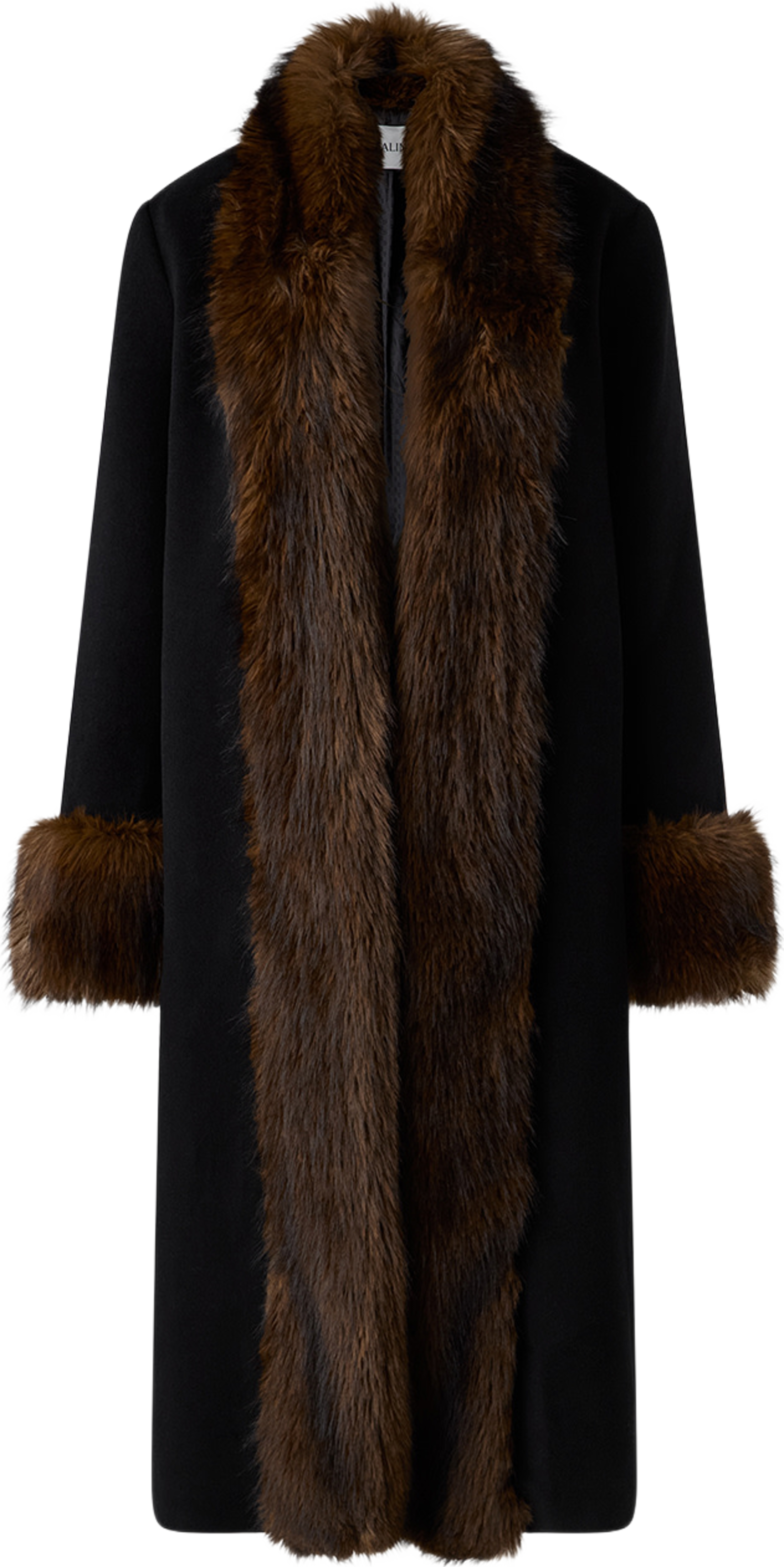 Anouk Yve Faux Fur Wool Coat, från Malina, i färgen Black. Klicka för att öppna bilden i stort format