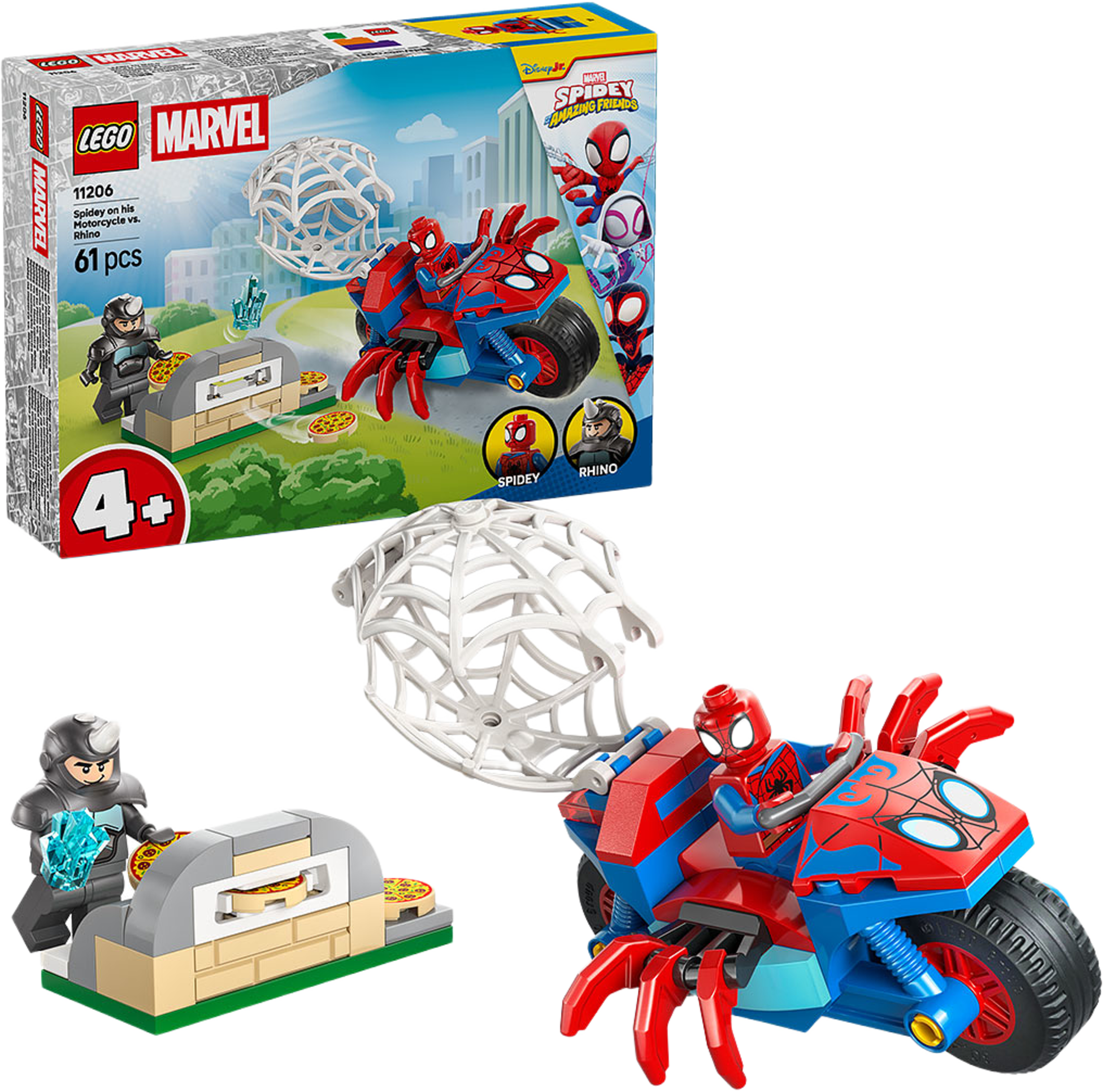 Marvel Spidey och hans fantastiska vänner: Spidey på motorcykel mot Rhino 11206, från LEGO, i färgen Multi. Klicka för att öppna bilden i stort format