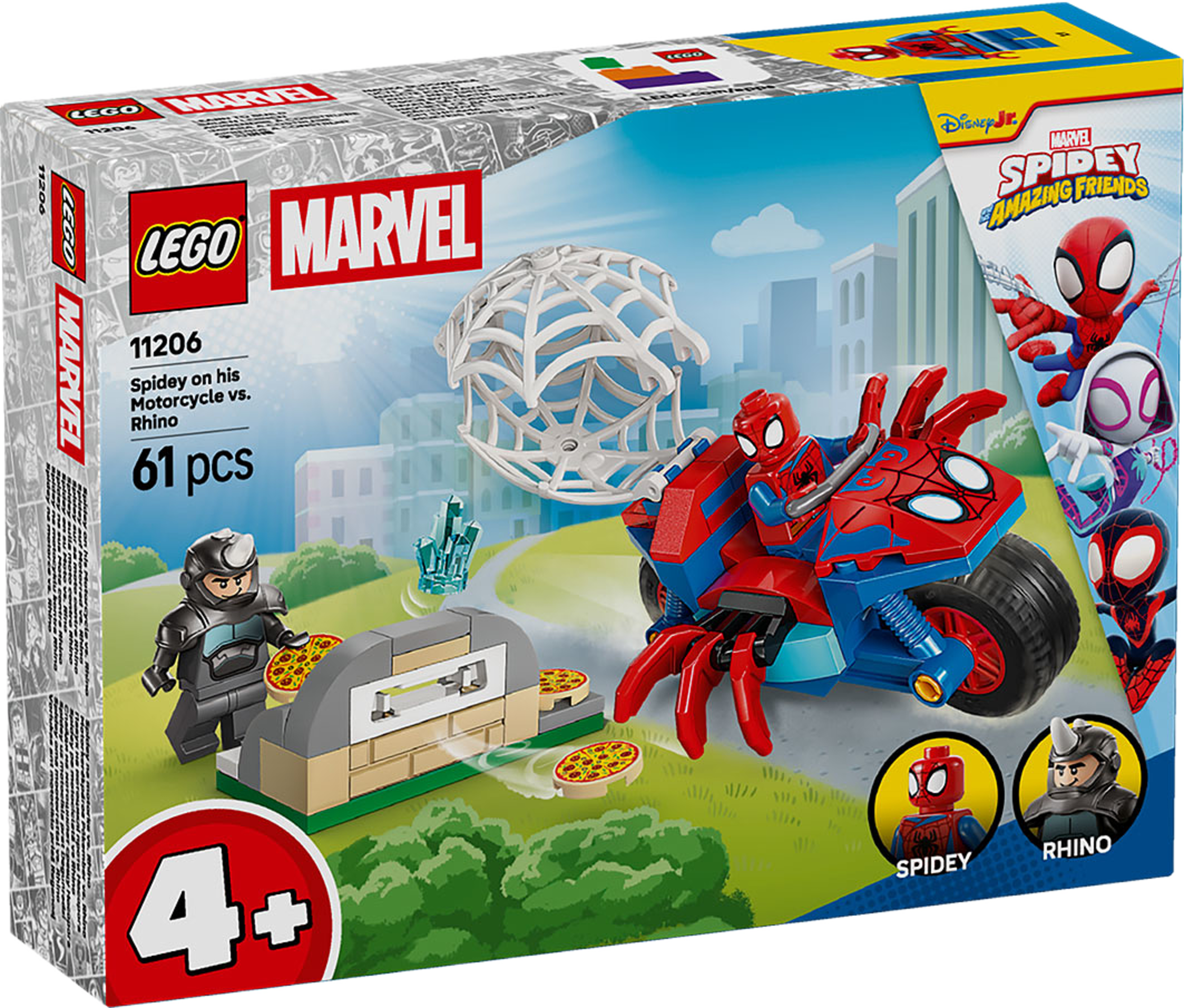 Marvel Spidey och hans fantastiska vänner: Spidey på motorcykel mot Rhino 11206, från LEGO, i färgen Multi. Klicka för att öppna bilden i stort format