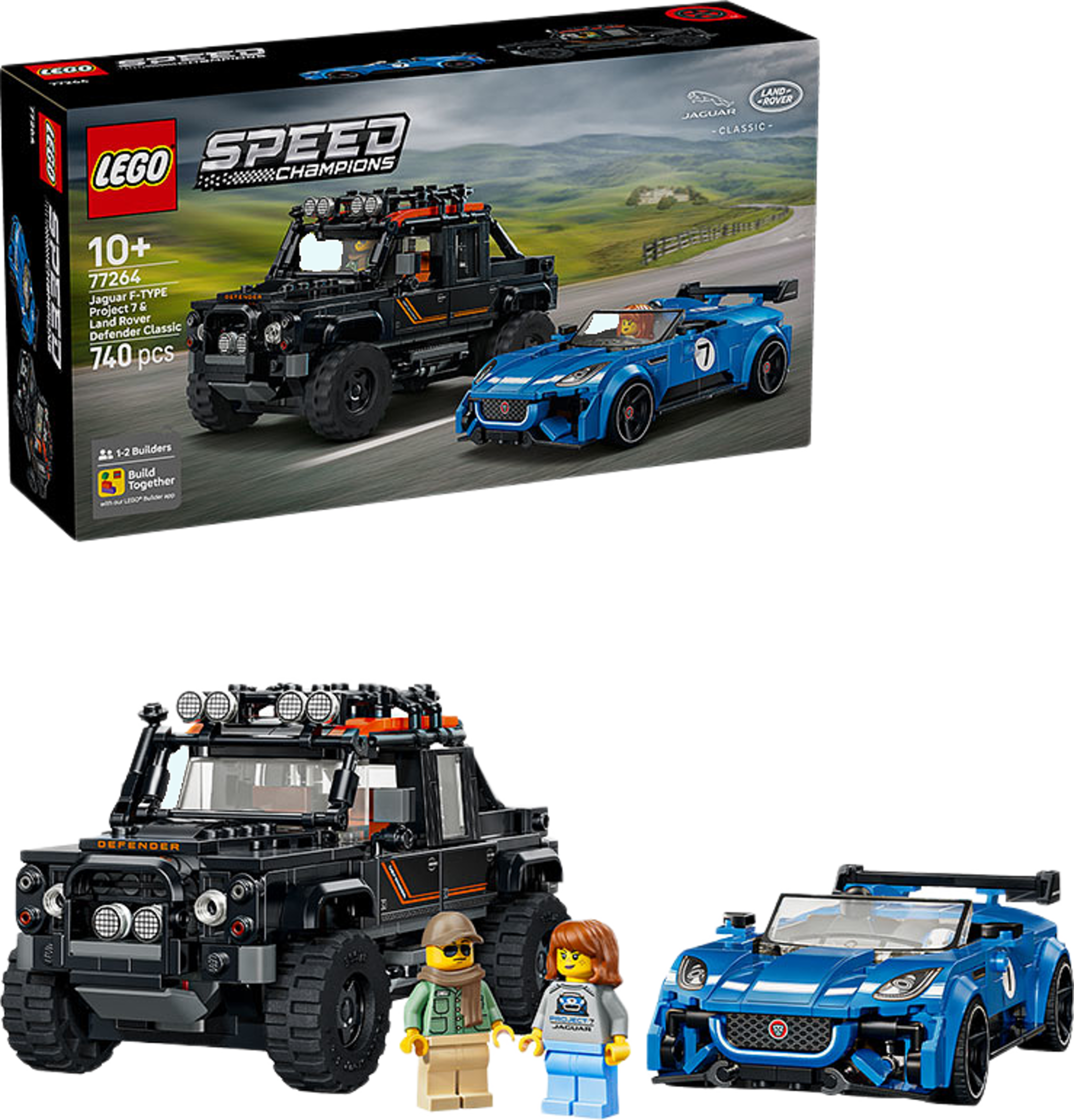 Speed Champions Jaguar Project 7 & Land Rover Defender 77264, från LEGO, i färgen Multi. Klicka för att öppna bilden i stort format