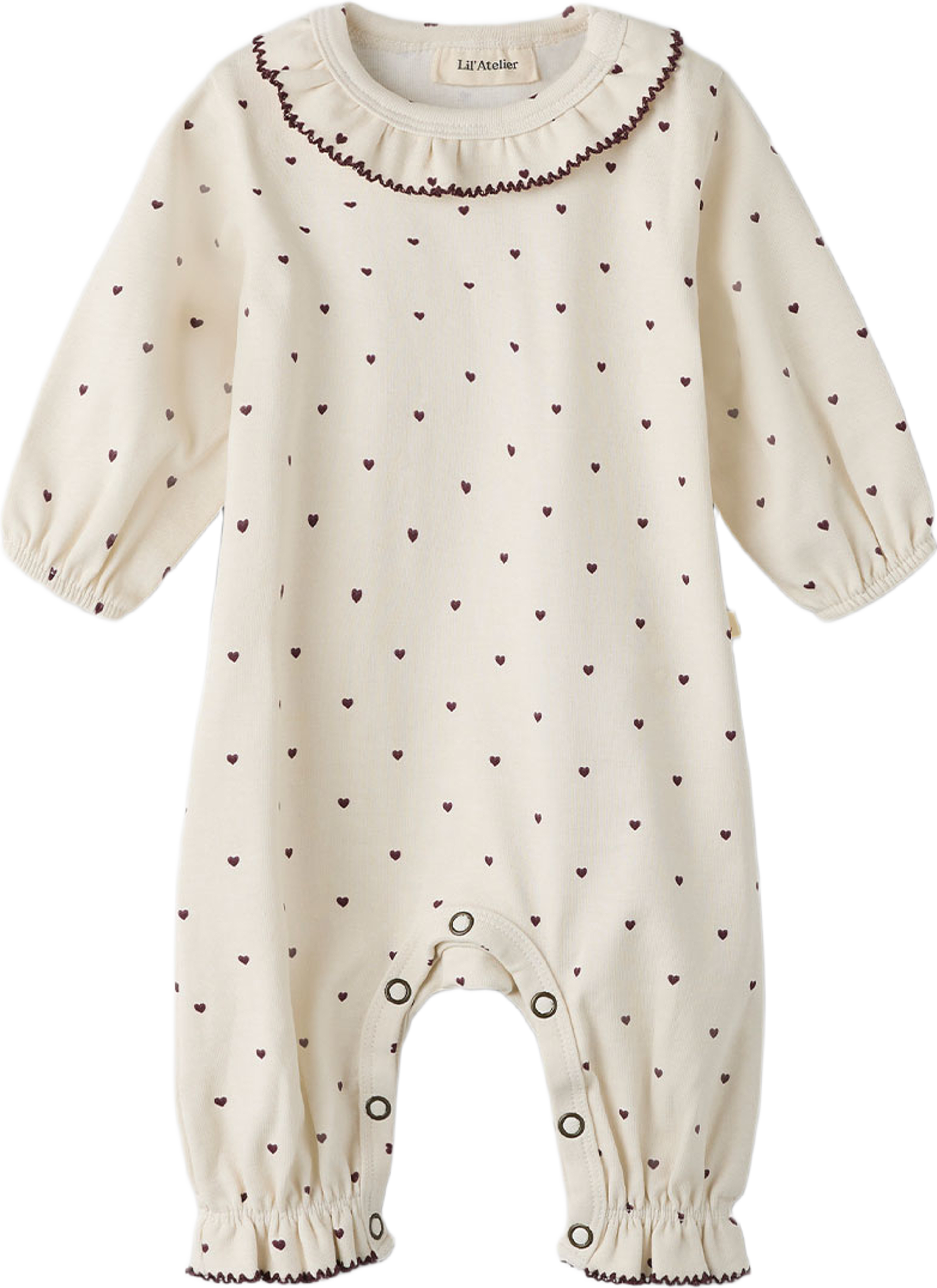 Layo Night Suit, från Lil'Atelier, i färgen Turtledove Hearts. Klicka för att öppna bilden i stort format