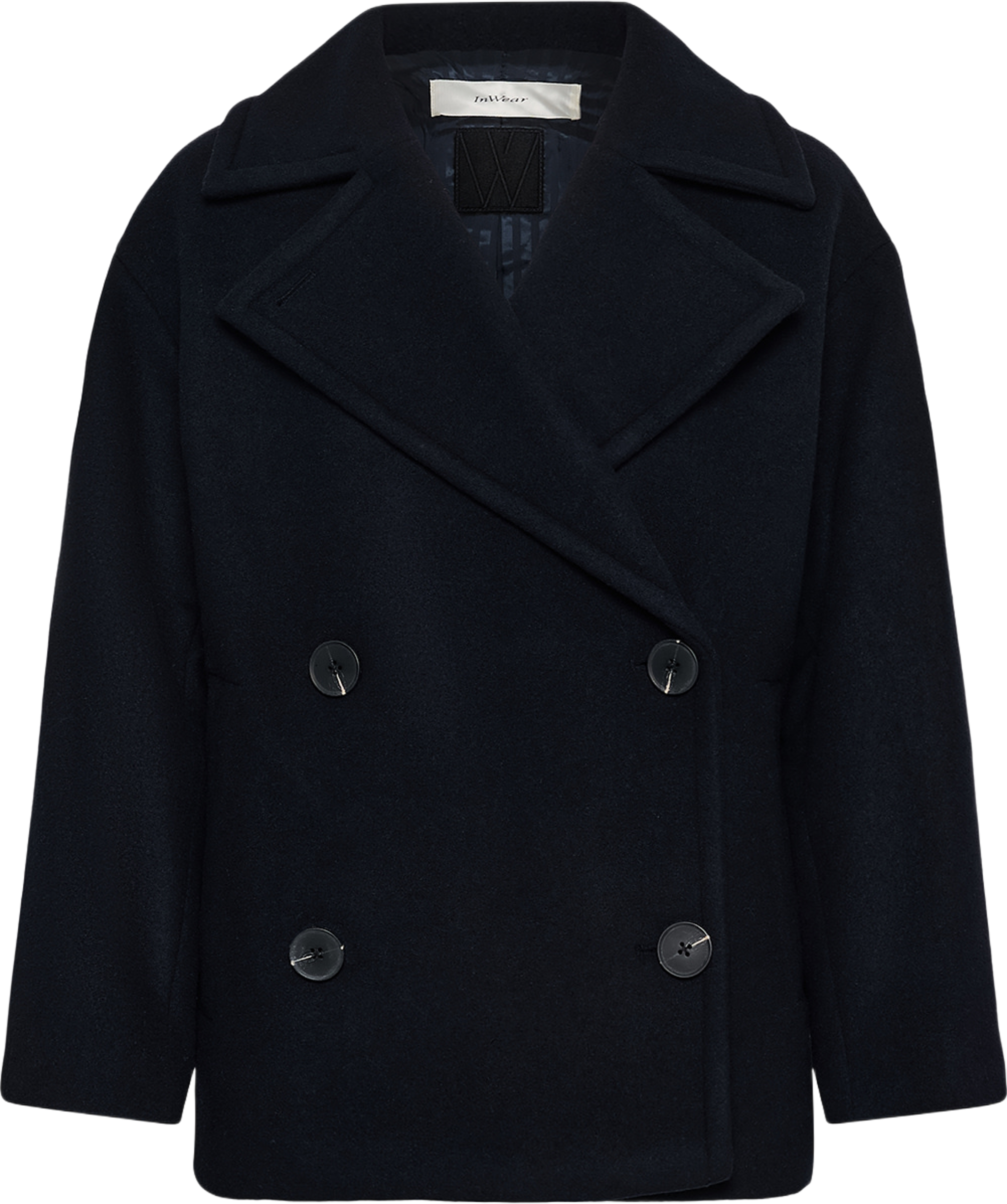 Zorahiw Short Db Coat, från Inwear, i färgen Marine Blue. Klicka för att öppna bilden i stort format
