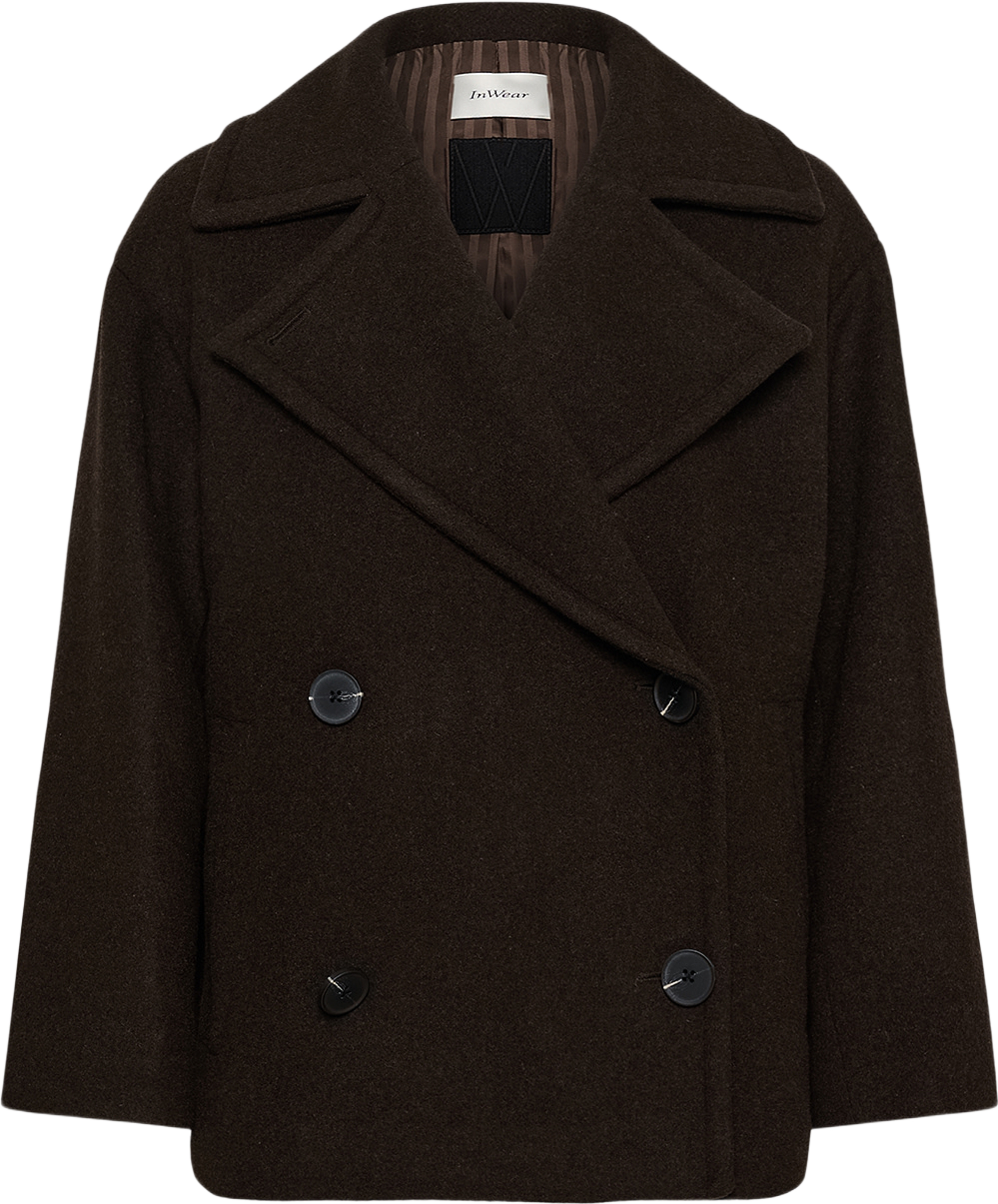 Zorahiw Short Db Coat, från Inwear, i färgen Chocolate Brown. Klicka för att öppna bilden i stort format