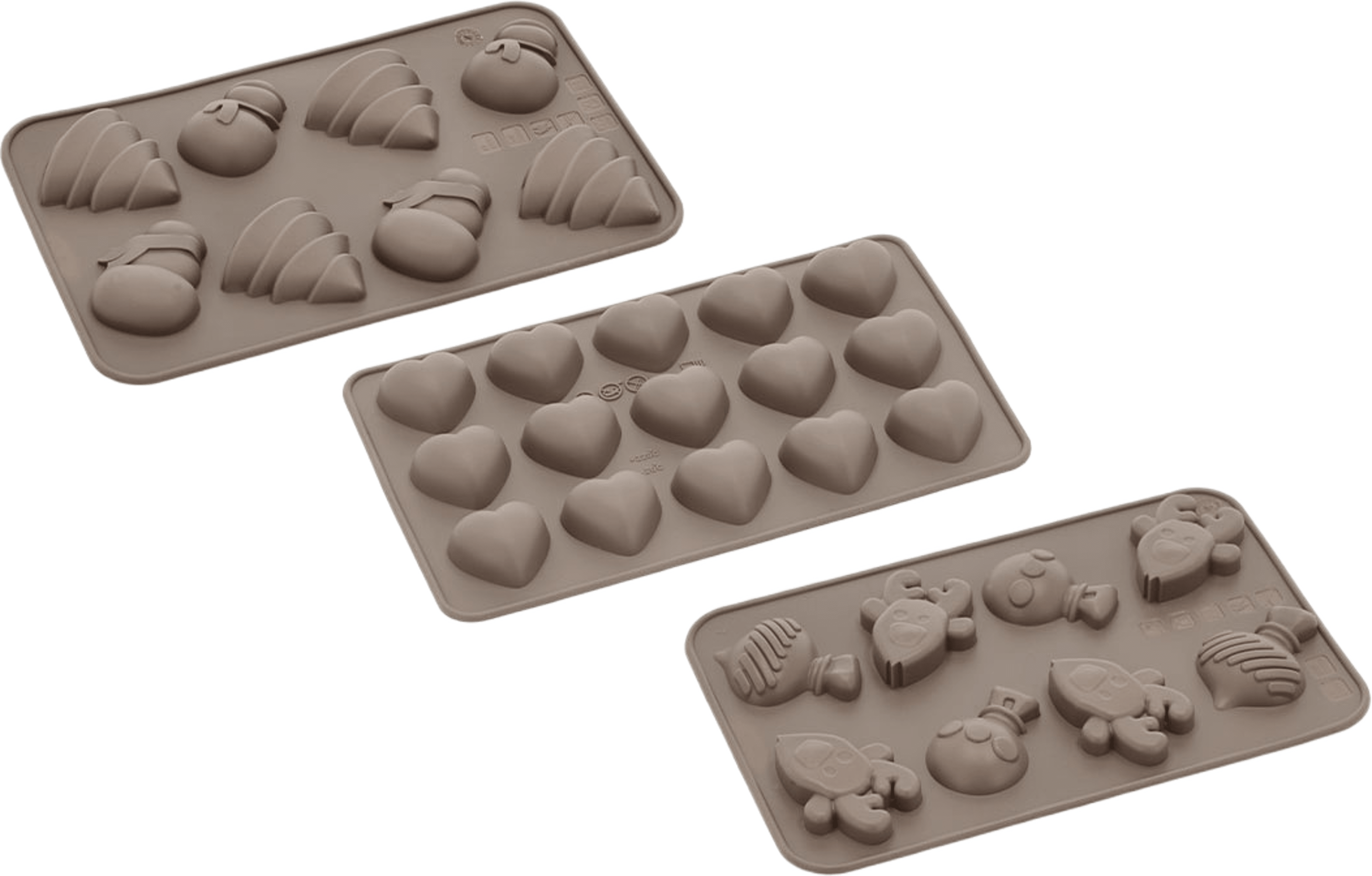 Chokladform 3 delar Latte Silikon, från Blomsterbergs, i färgen Beige. Klicka för att öppna bilden i stort format