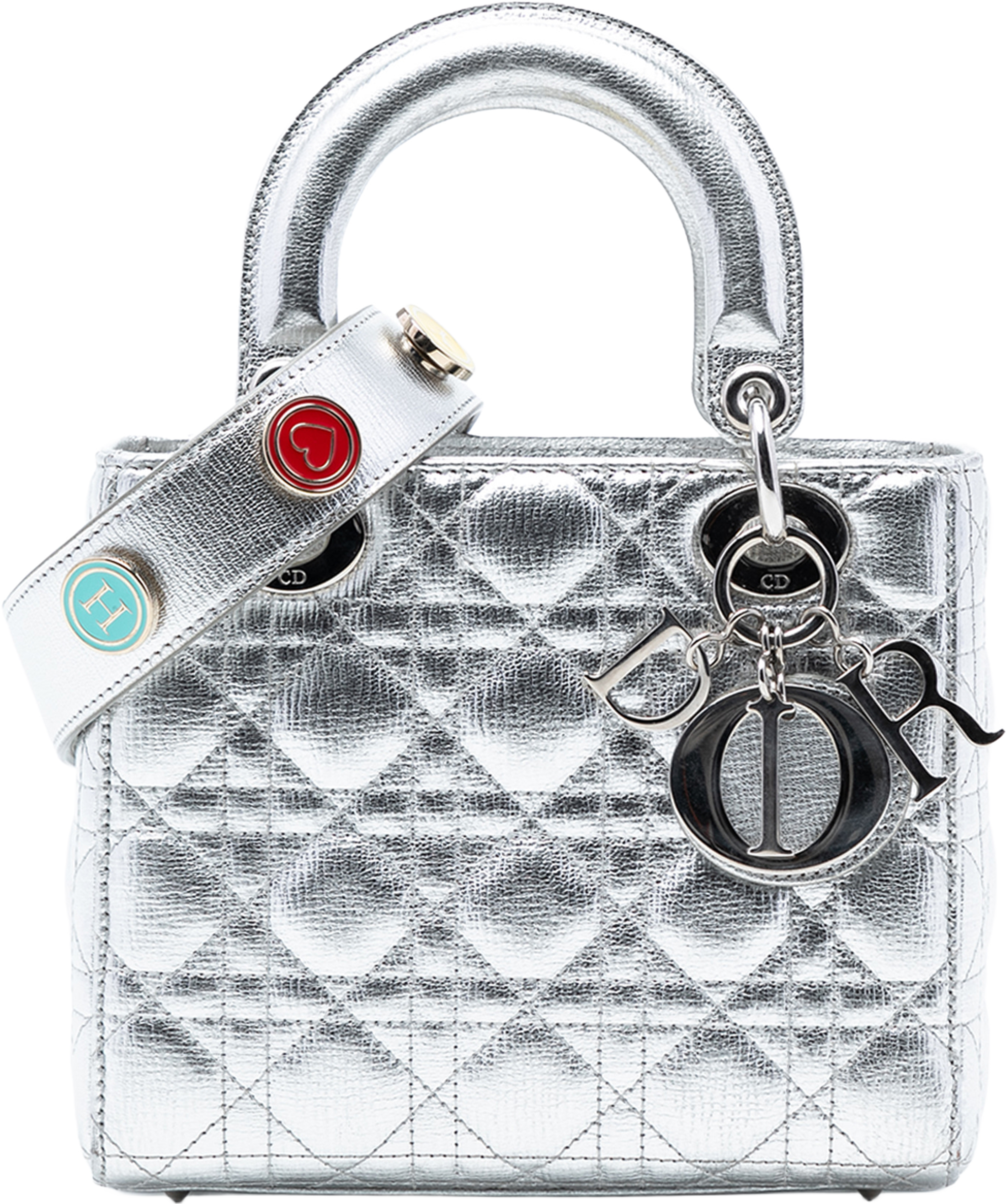 Dior Small Metallic Grained Calfskin Cannage My Abcdior Lady Dior, från Luxclusif, i färgen silver. Klicka för att öppna bilden i stort format