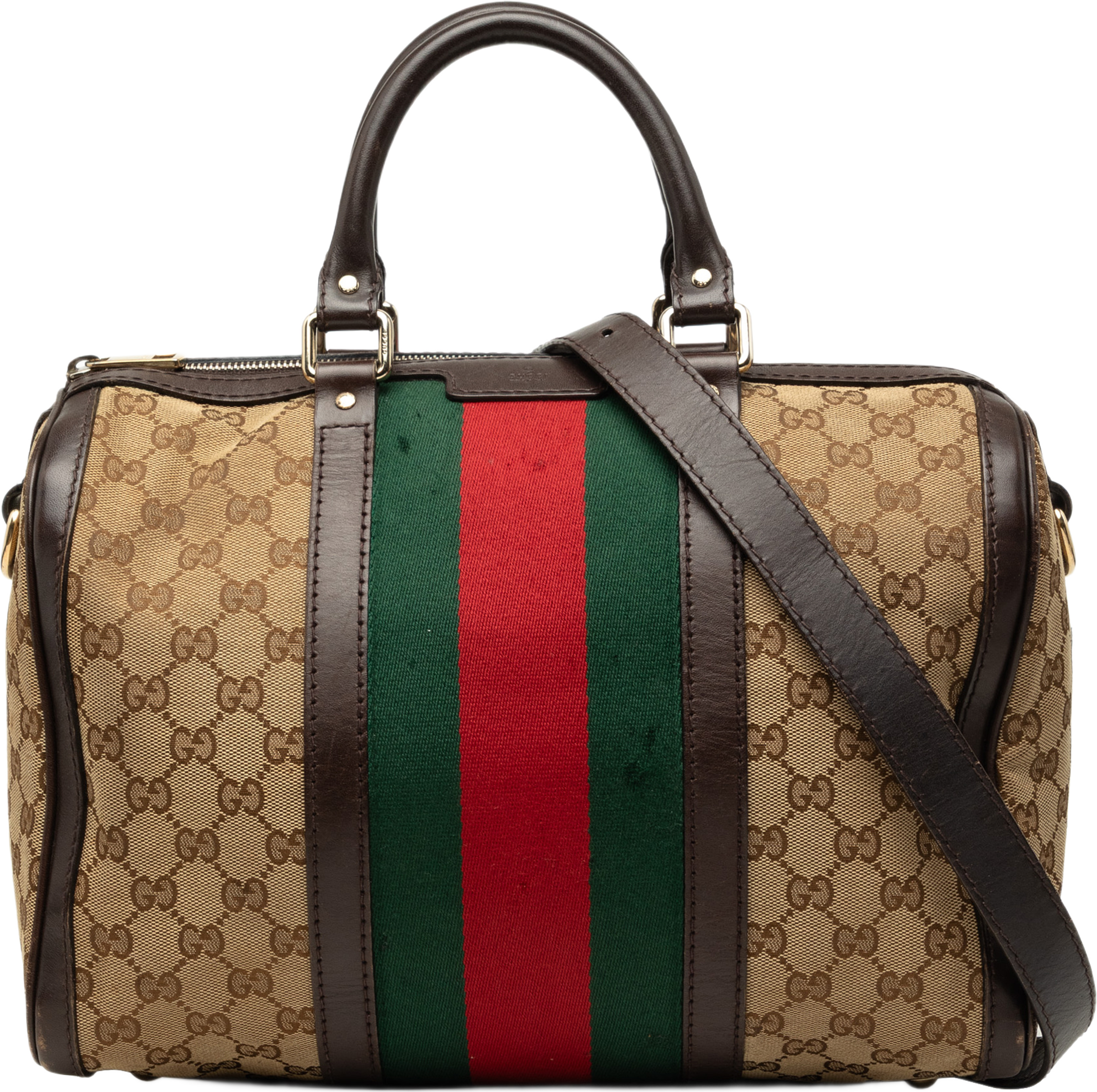 Gucci Medium Gg Canvas Web Joy Boston Bag, från Luxclusif, i färgen beige. Klicka för att öppna bilden i stort format