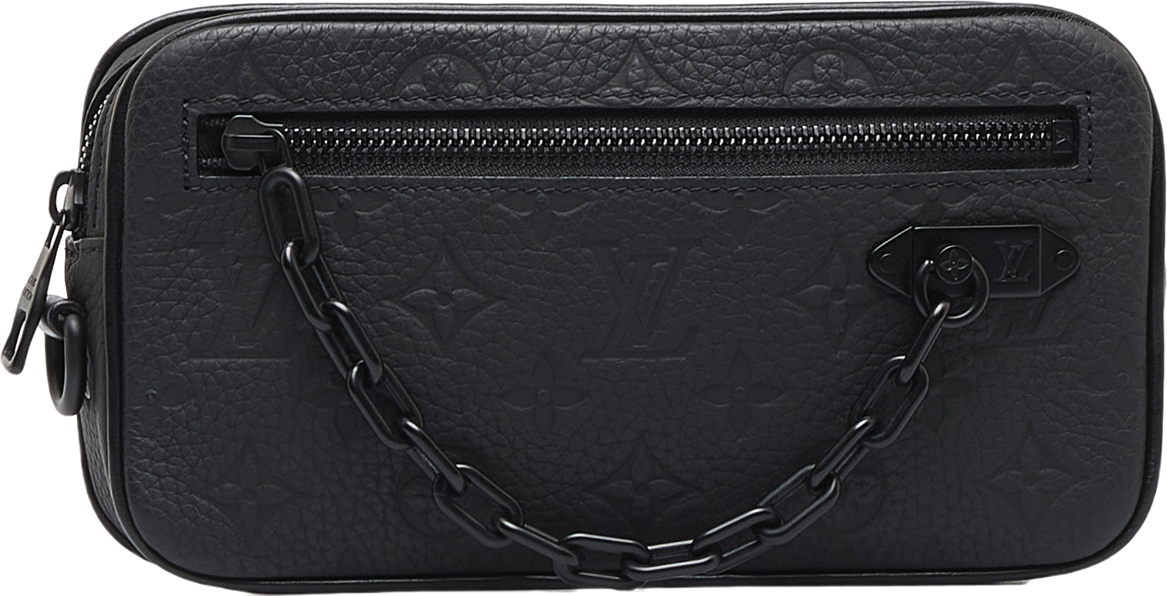 Louis Vuitton Monogram Taurillon Pochette Volga, från Luxclusif, i färgen dark gray. Klicka för att öppna bilden i stort format