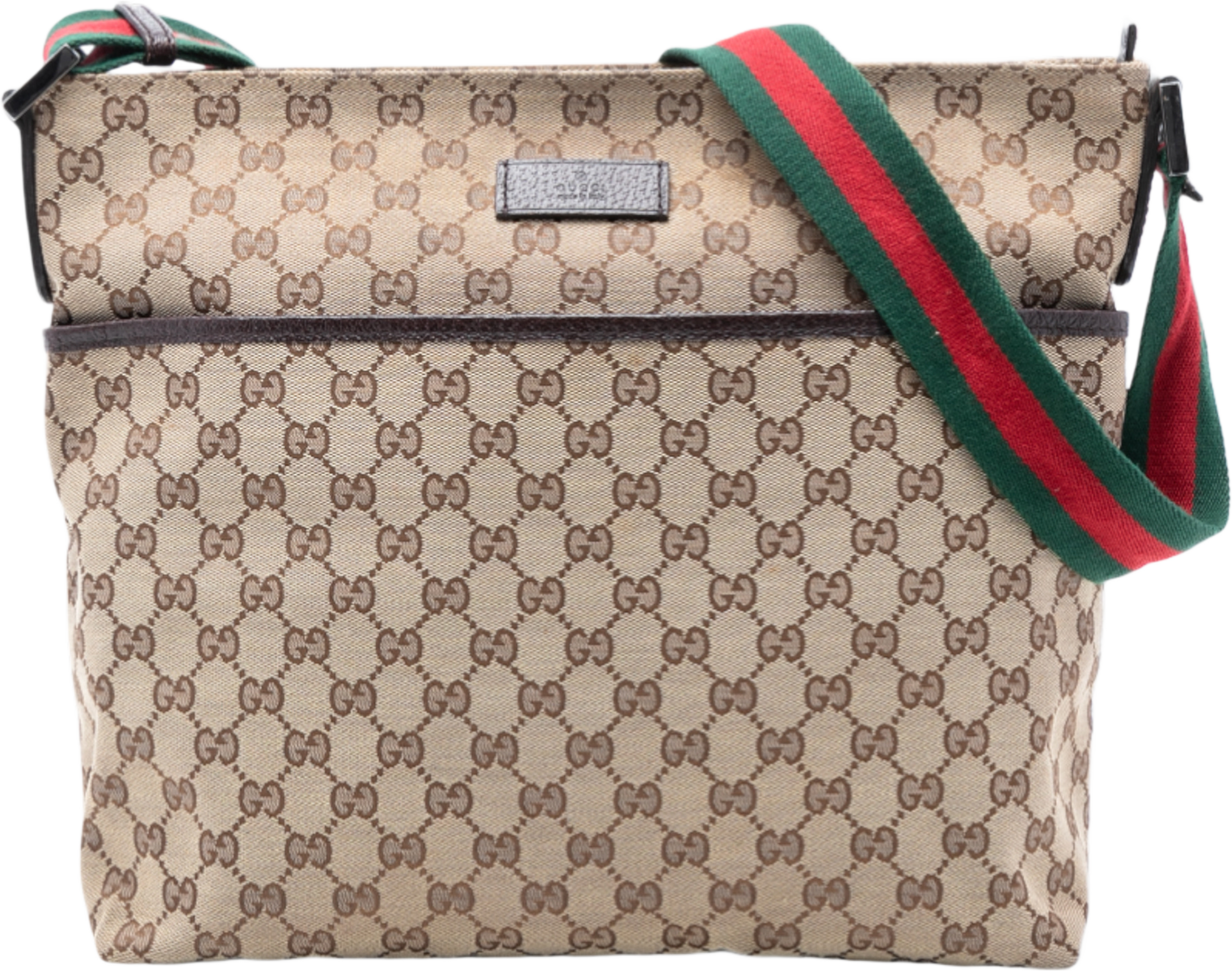 Gucci Gg Canvas Web Crossbody, från Luxclusif, i färgen beige. Klicka för att öppna bilden i stort format