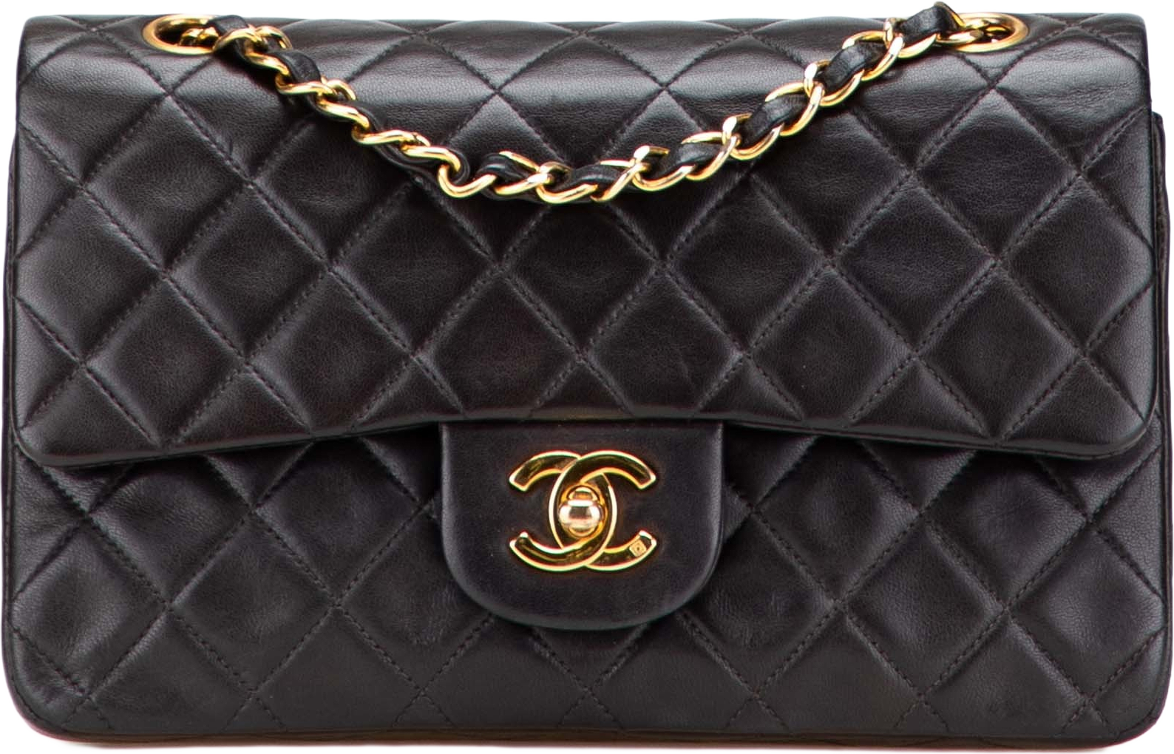 Chanel Small Classic Lambskin Double Flap, från Luxclusif, i färgen black.