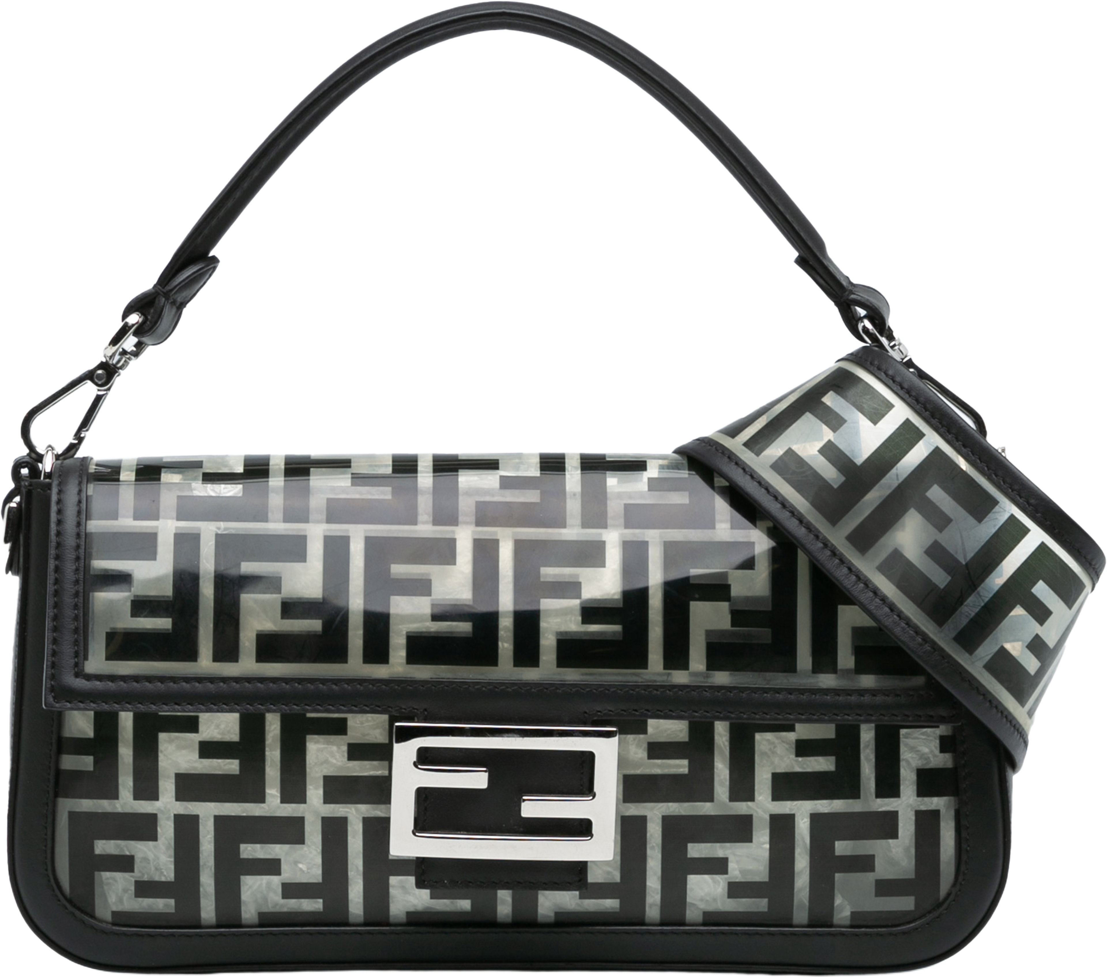 Fendi Medium Zucca Pvc Baguette Satchel, från Luxclusif, i färgen black. Klicka för att öppna bilden i stort format