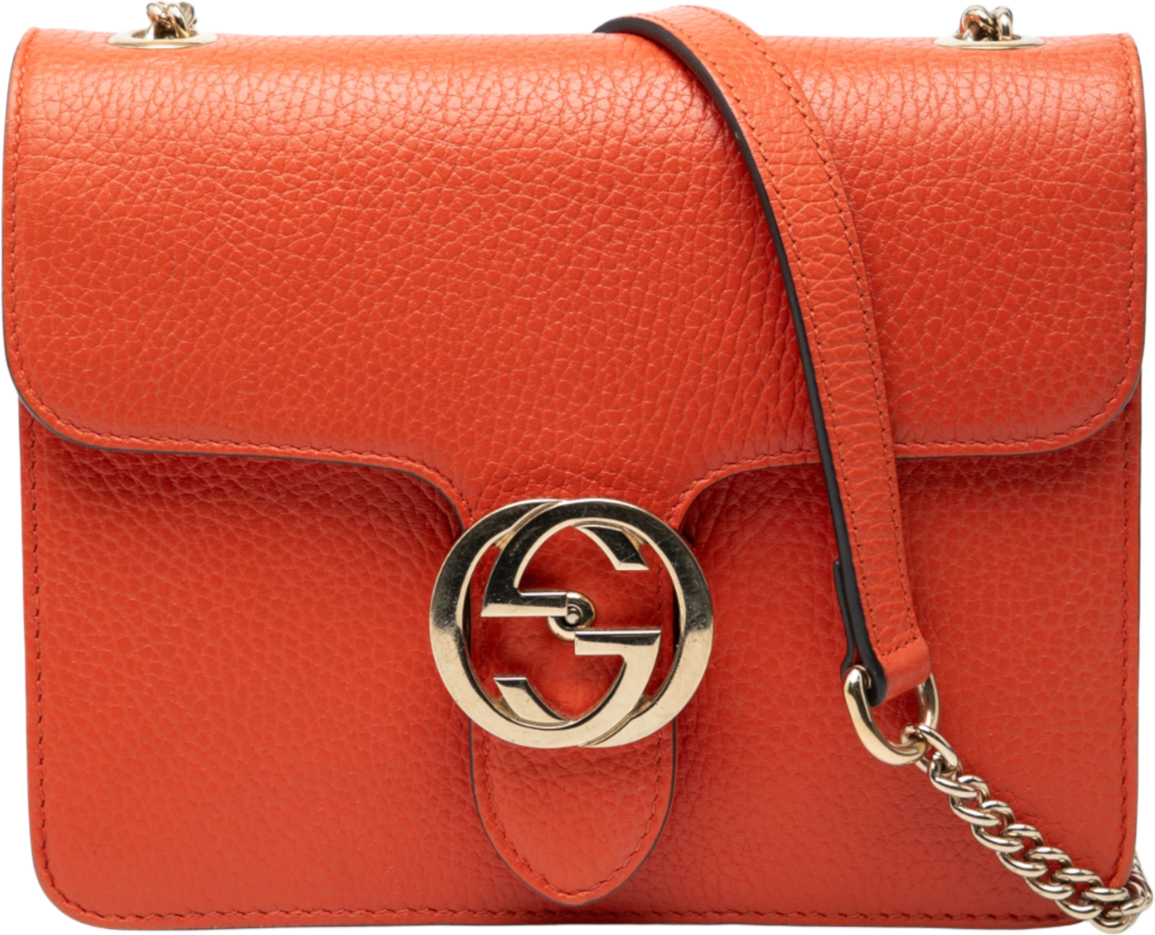 Gucci Small Dollar Calfskin Interlocking G Crossbody, från Luxclusif, i färgen orange. Klicka för att öppna bilden i stort format