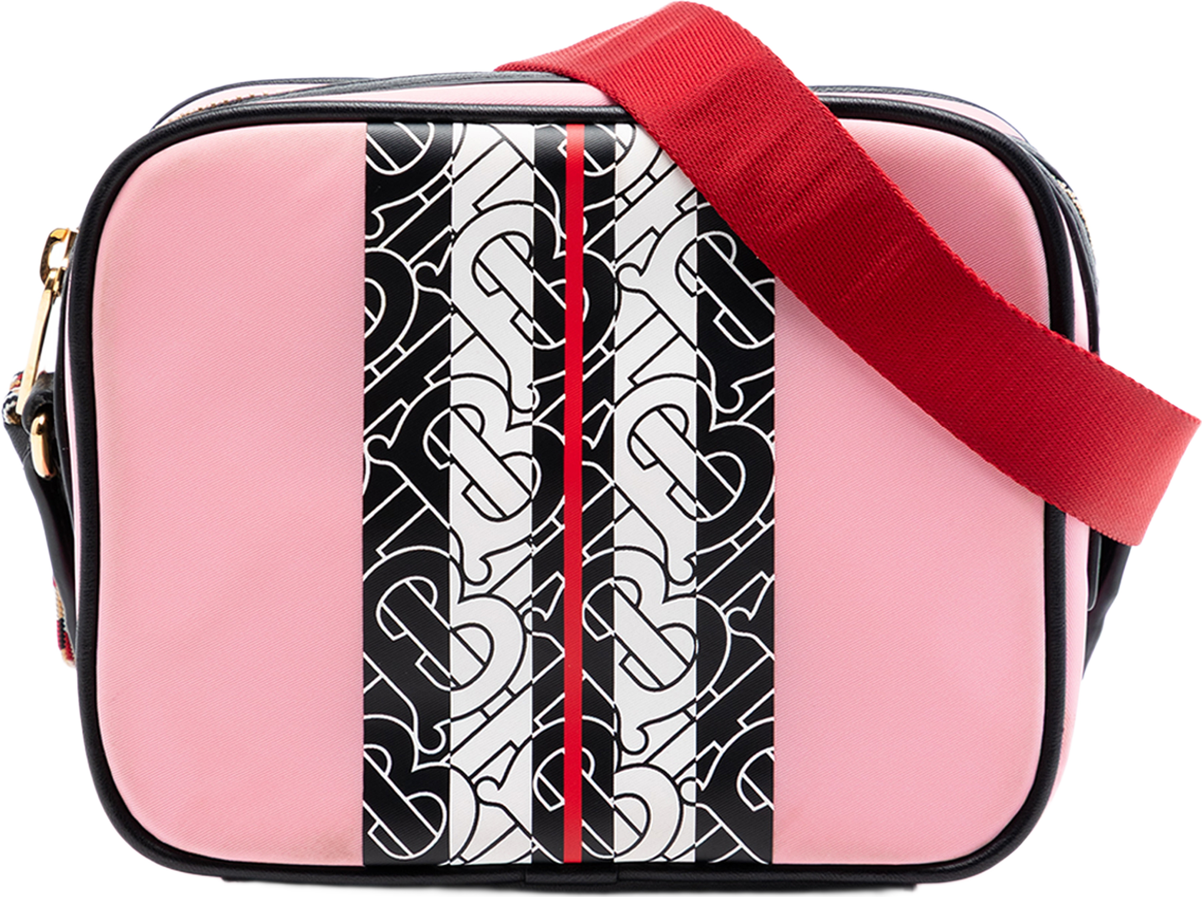 Burberry Tb Monogram Nylon Stripe Kids Camera Bag, från Luxclusif, i färgen pink. Klicka för att öppna bilden i stort format