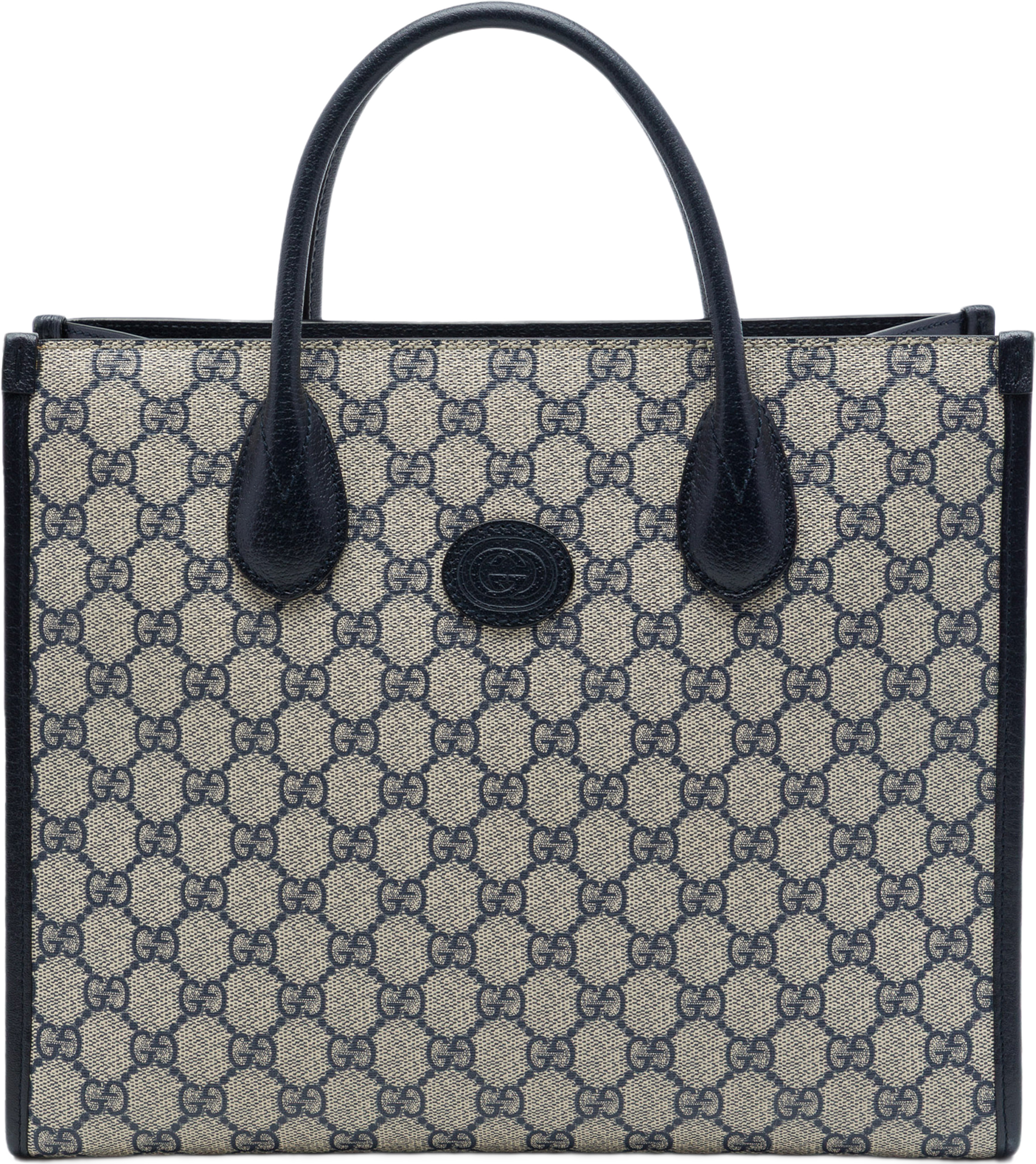 Gucci Small Gg Supreme Interlocking G Tote, från Luxclusif, i färgen blå. Klicka för att öppna bilden i stort format