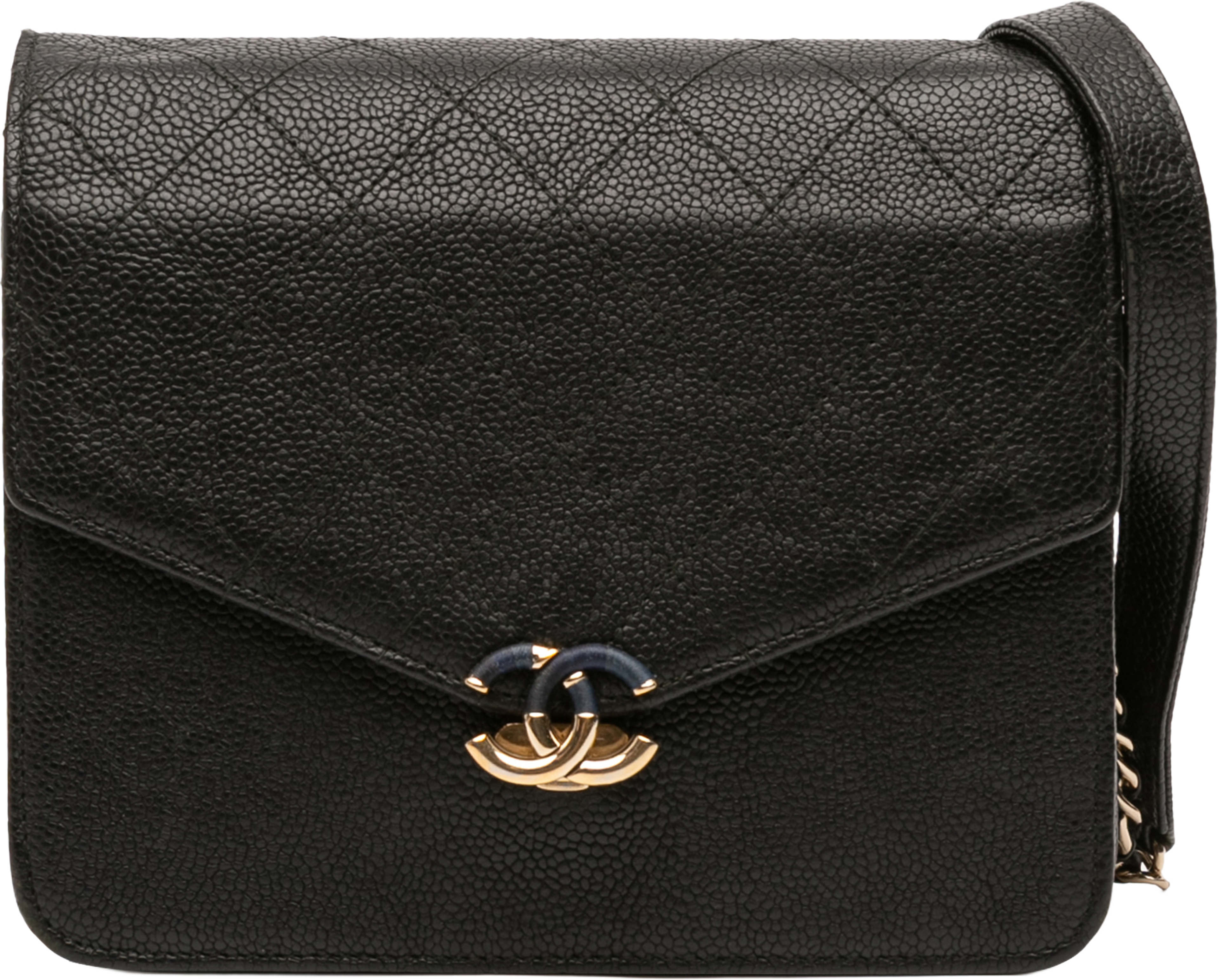 Chanel Paris-cuba Square Quilted Caviar Thread Around Wallet On Chain, från Luxclusif, i färgen black. Klicka för att öppna bilden i stort format