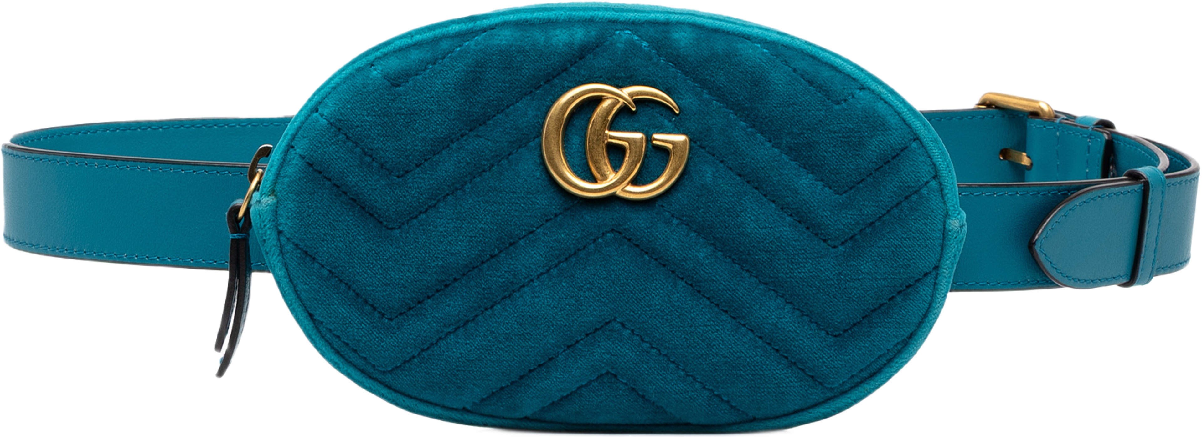 Gucci Gg Marmont Matelasse Velvet Belt Bag, från Luxclusif, i färgen blå. Klicka för att öppna bilden i stort format