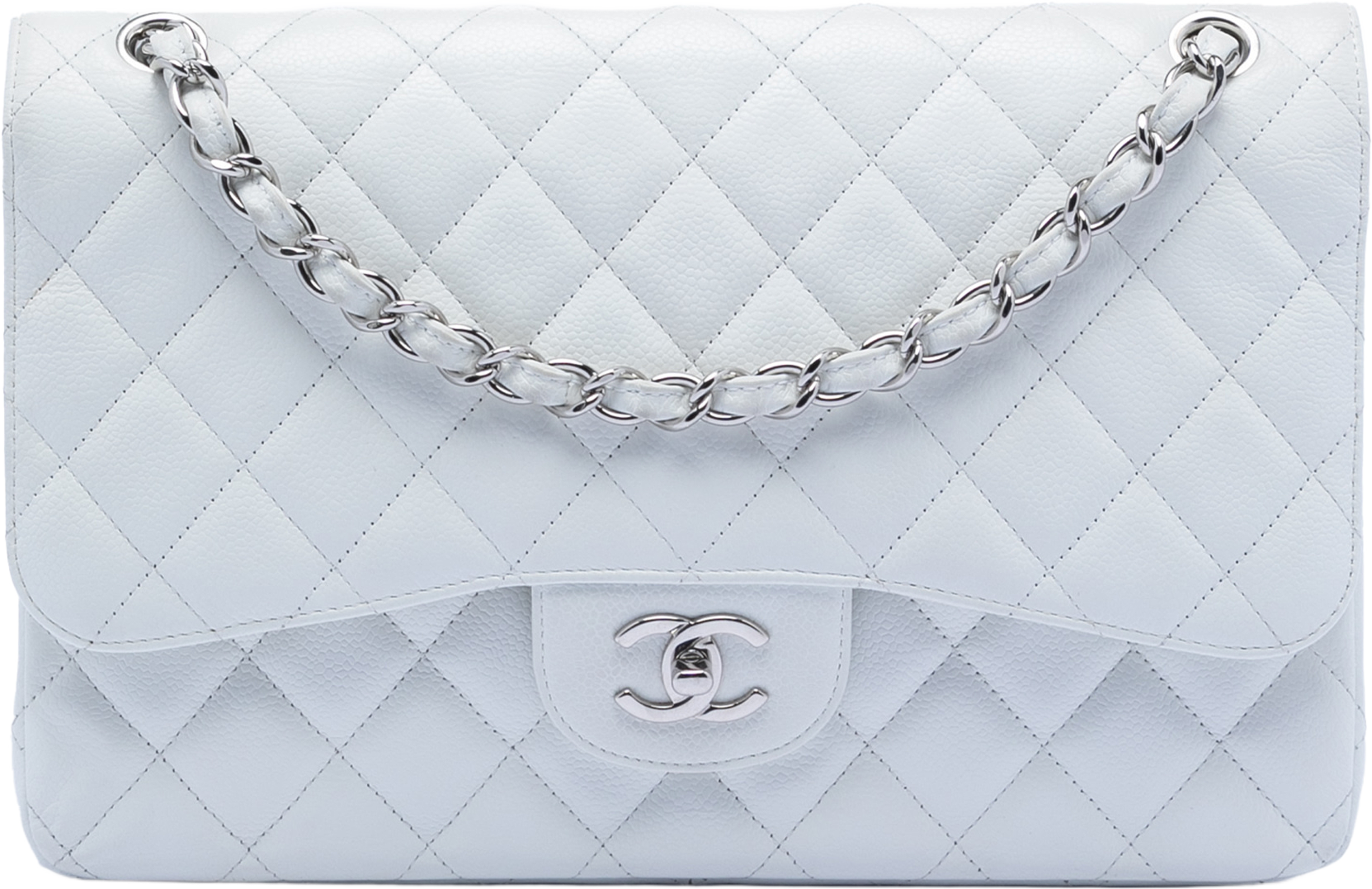 Chanel Jumbo Classic Caviar Double Flap, från Luxclusif, i färgen ivory. Klicka för att öppna bilden i stort format