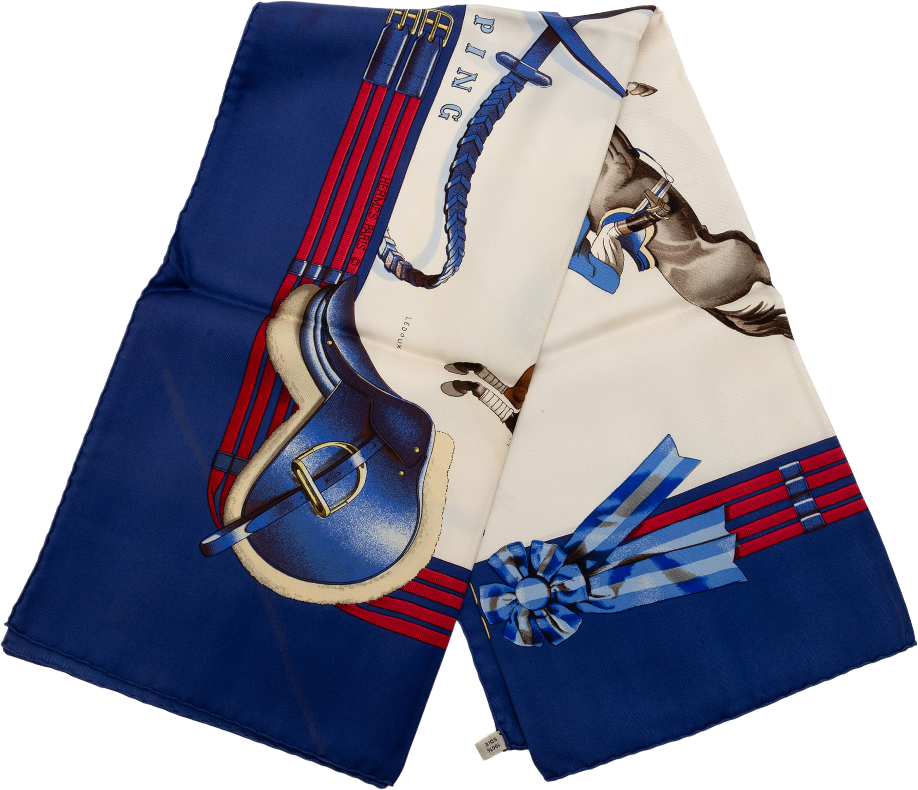 Hermès Jumping Silk Scarf 90, från Luxclusif, i färgen white. Klicka för att öppna bilden i stort format