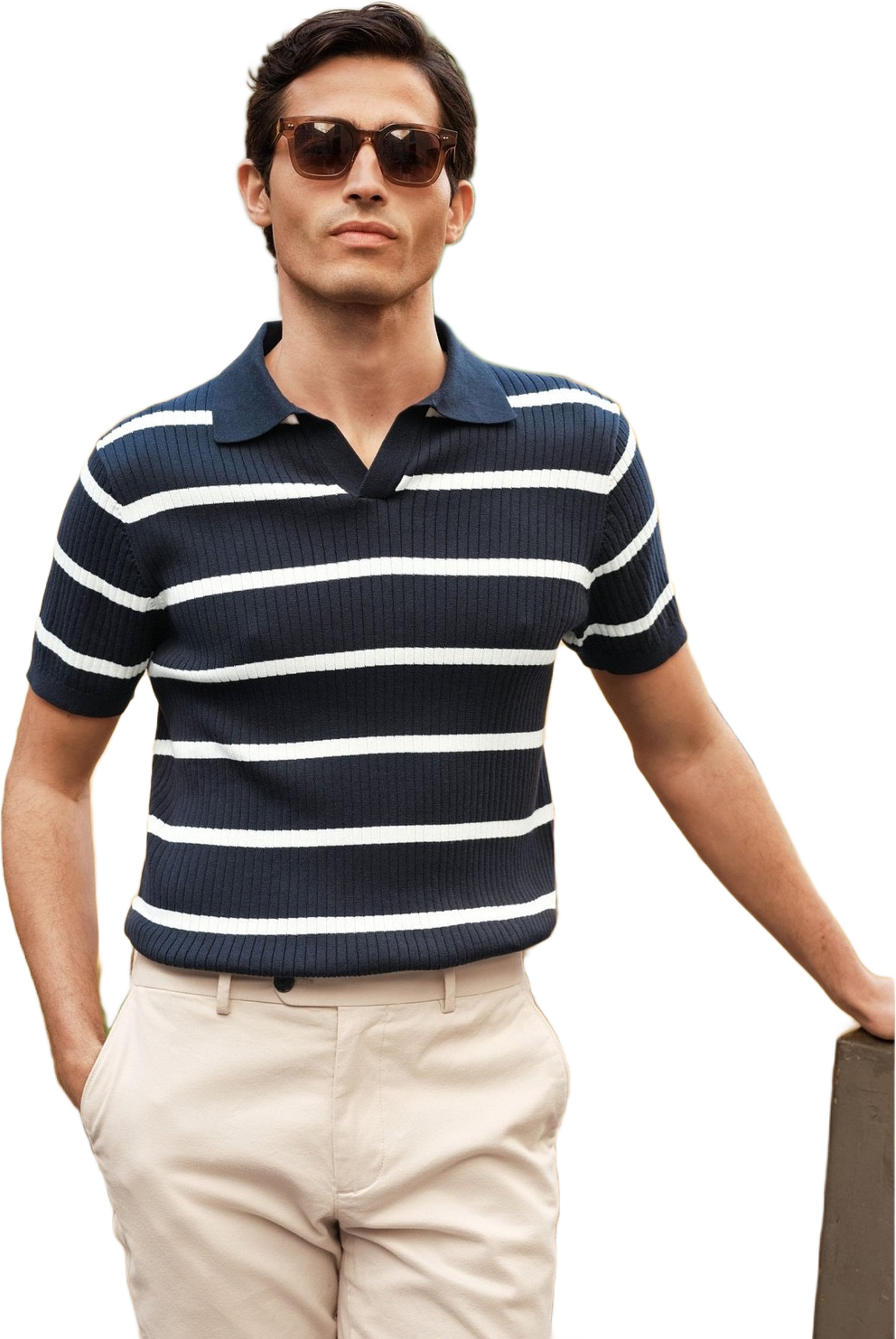 Cotton Rib Knitted Ss Polo Sweater (pedro)