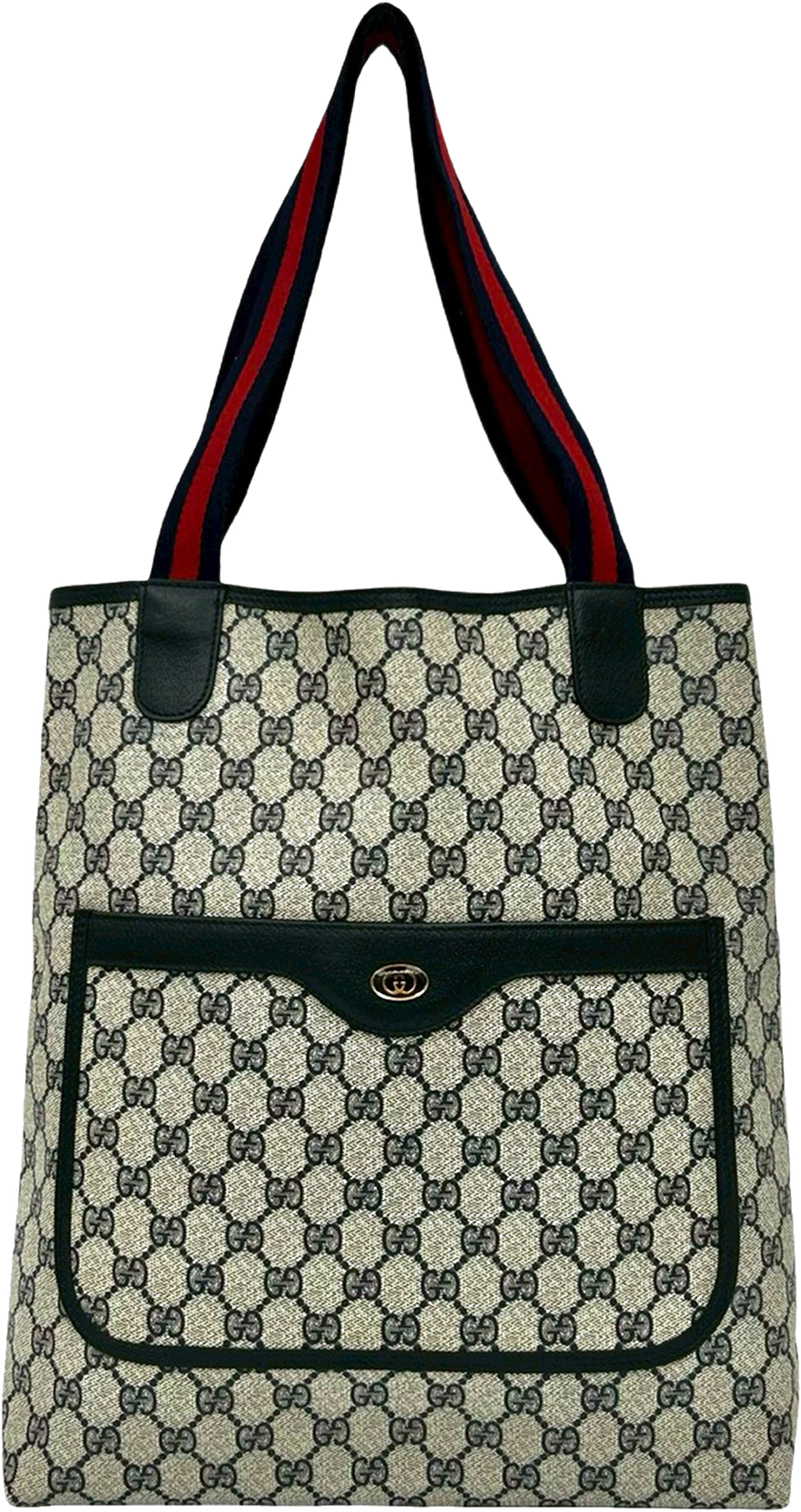 Gucci Gg Supreme Web Tote, från Luxclusif, i färgen beige. Klicka för att öppna bilden i stort format