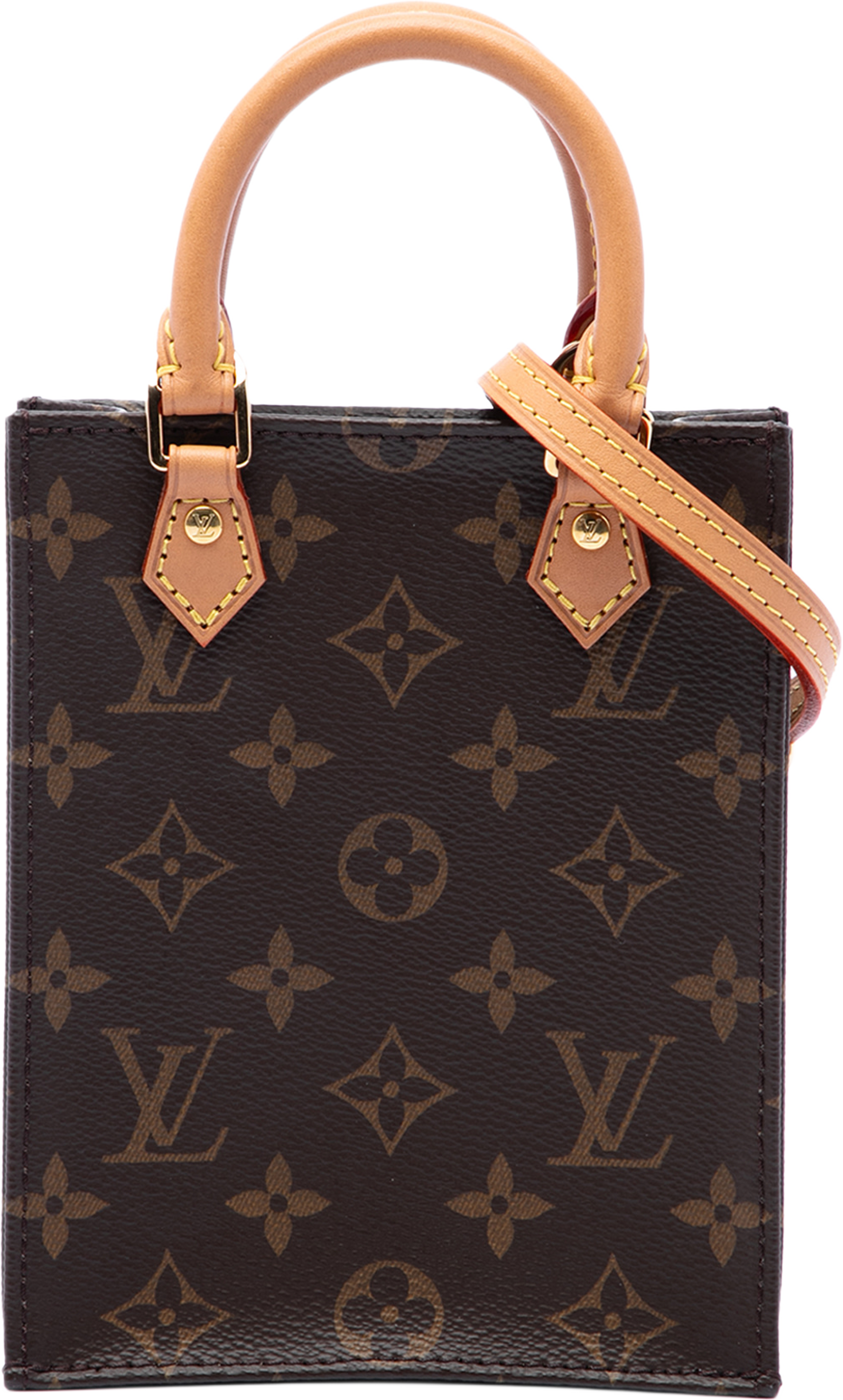 Louis Vuitton Monogram Petit Sac Plat, från Luxclusif, i färgen brun. Klicka för att öppna bilden i stort format