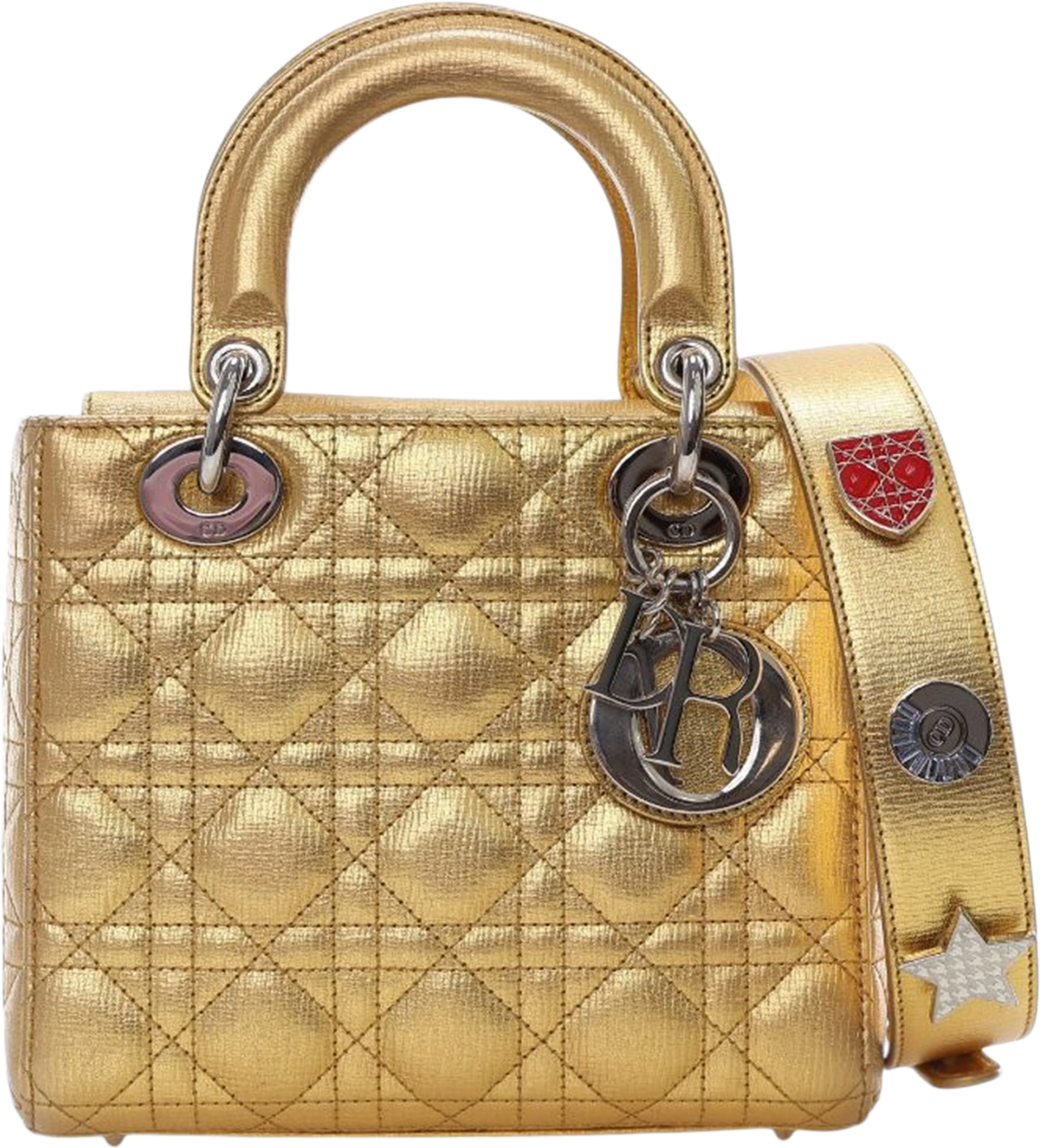 Dior Small Metallic Grained Calfskin Cannage My Abcdior Lady Dior, från Luxclusif, i färgen gold. Klicka för att öppna bilden i stort format