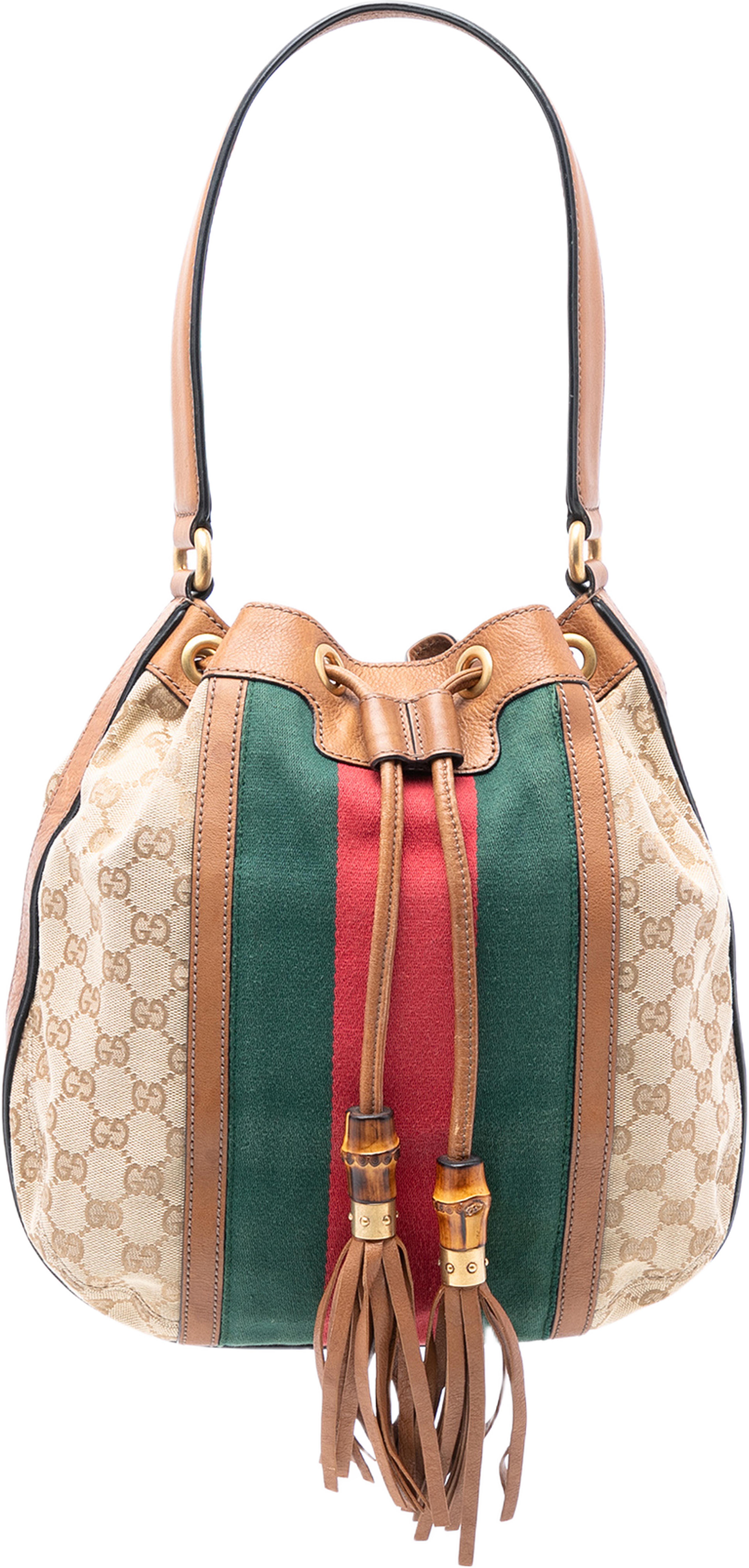 Gucci Gg Canvas Web Rania Drawstring Hobo, från Luxclusif, i färgen beige. Klicka för att öppna bilden i stort format