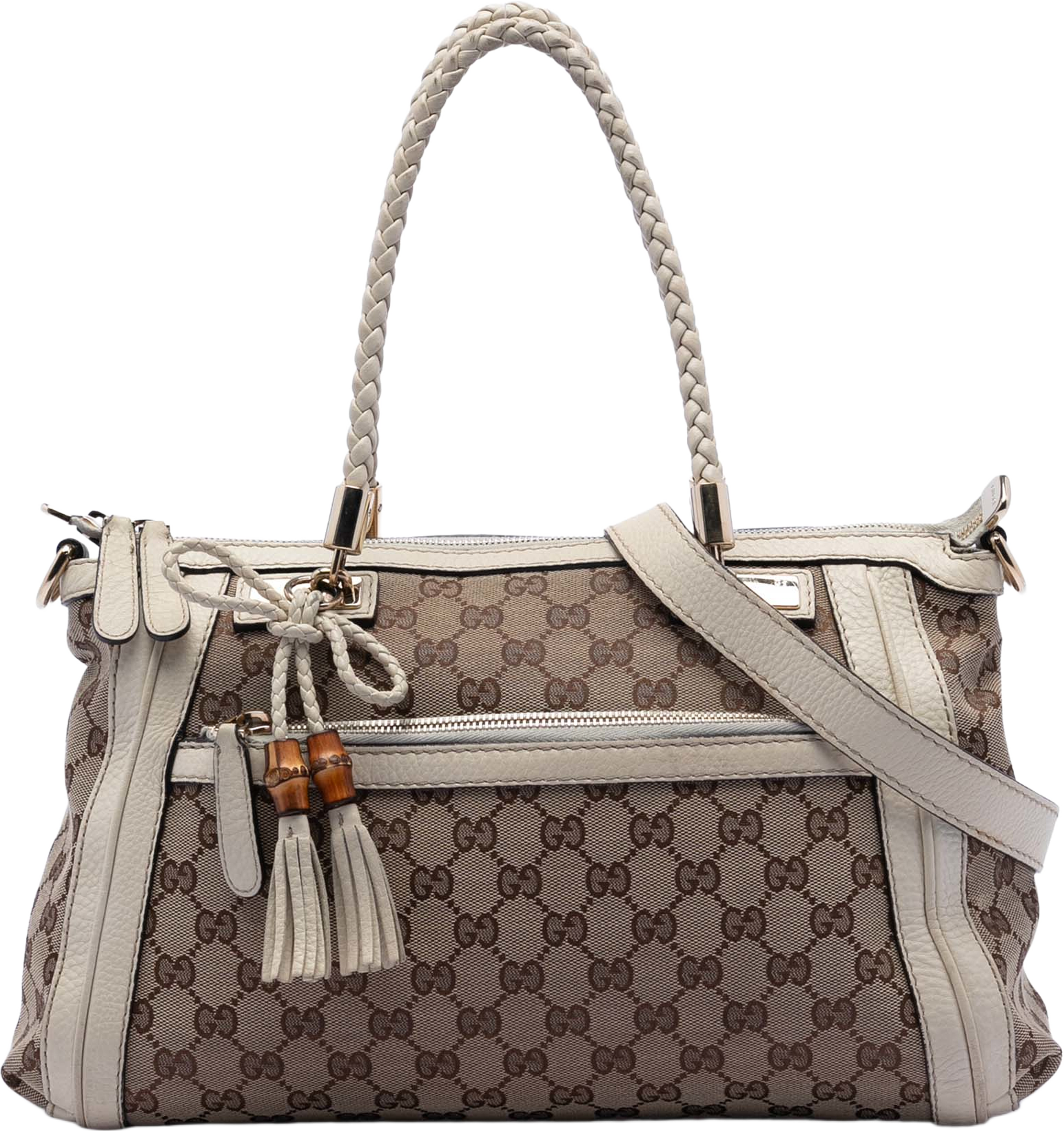 Gucci Gg Canvas Bella Satchel, från Luxclusif, i färgen beige. Klicka för att öppna bilden i stort format