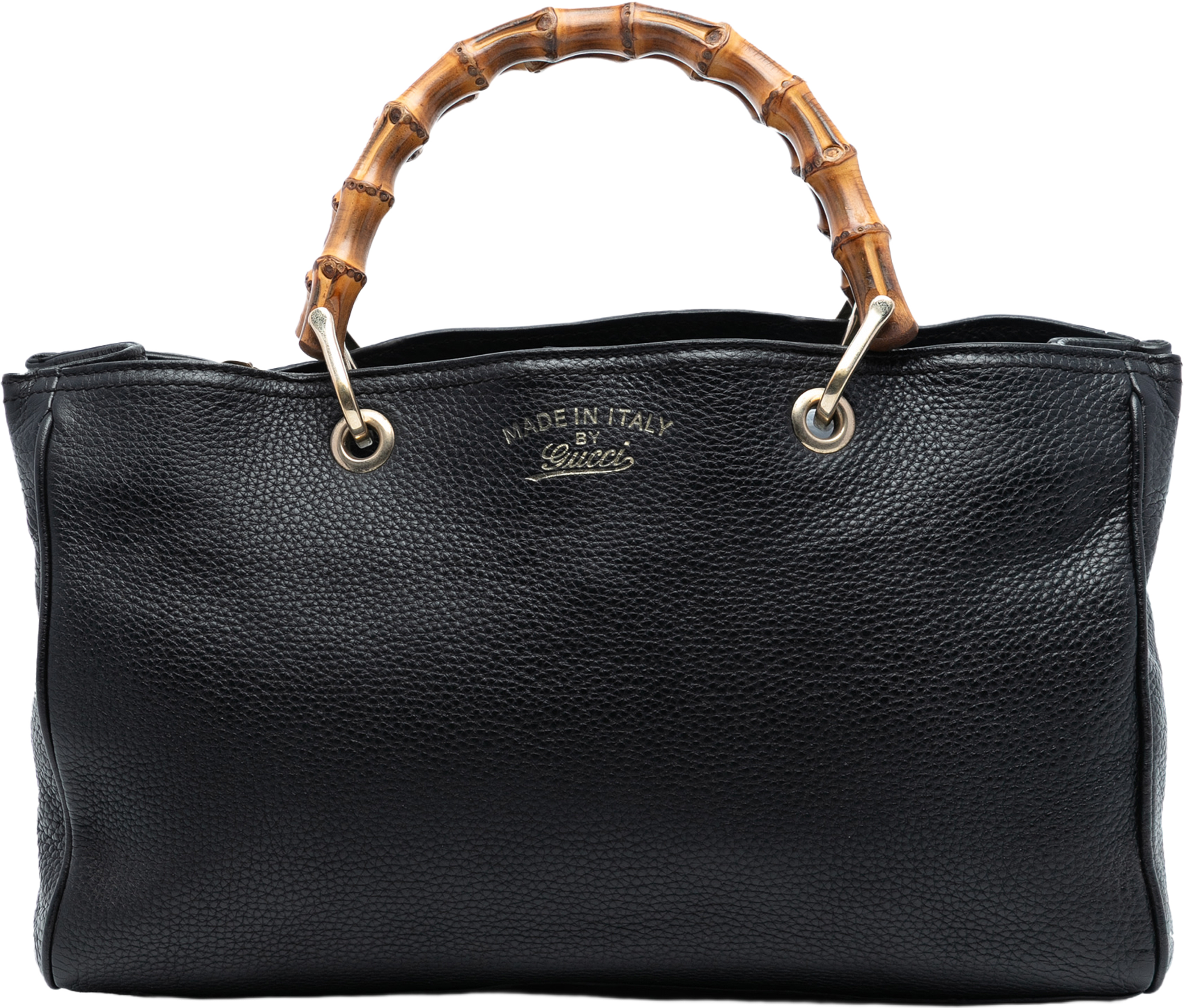 Gucci Medium Calfskin Bamboo Shopper Satchel, från Luxclusif, i färgen black. Klicka för att öppna bilden i stort format