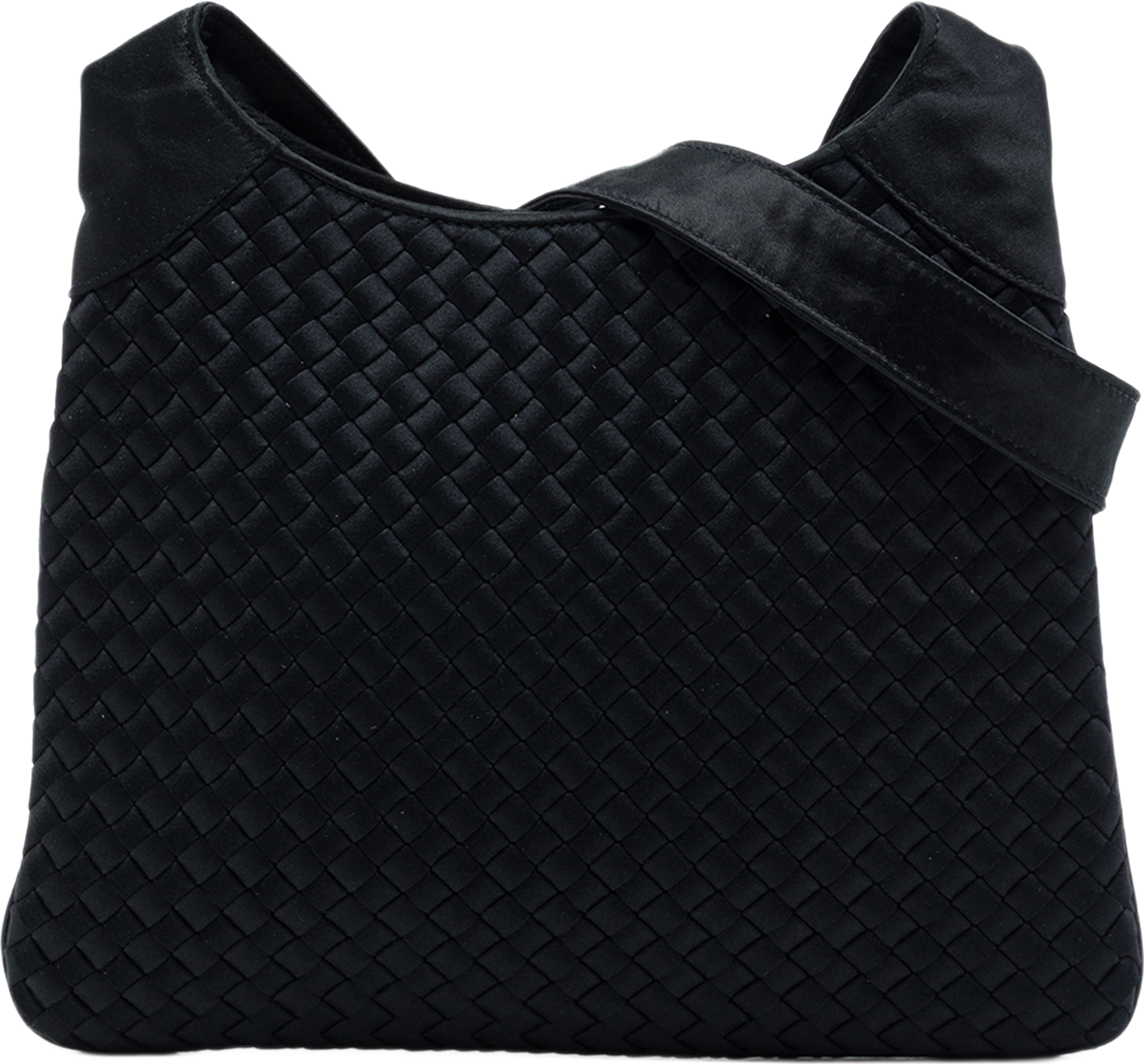 Bottega Veneta Satin Intrecciato Shoulder Bag, från Luxclusif, i färgen svart. Klicka för att öppna bilden i stort format