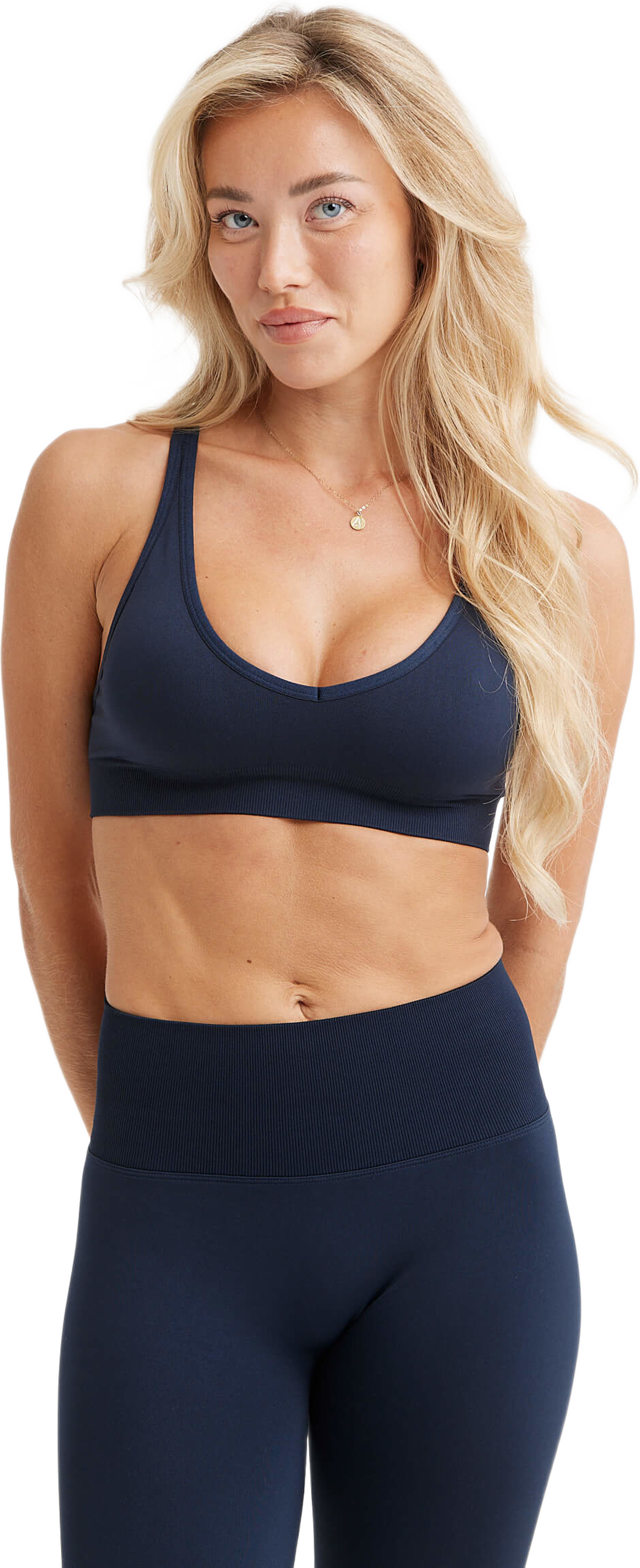 Signature Seamless V Shape Bra, från Drop of Mindfulness, i färgen navy. Klicka för att öppna bilden i stort format