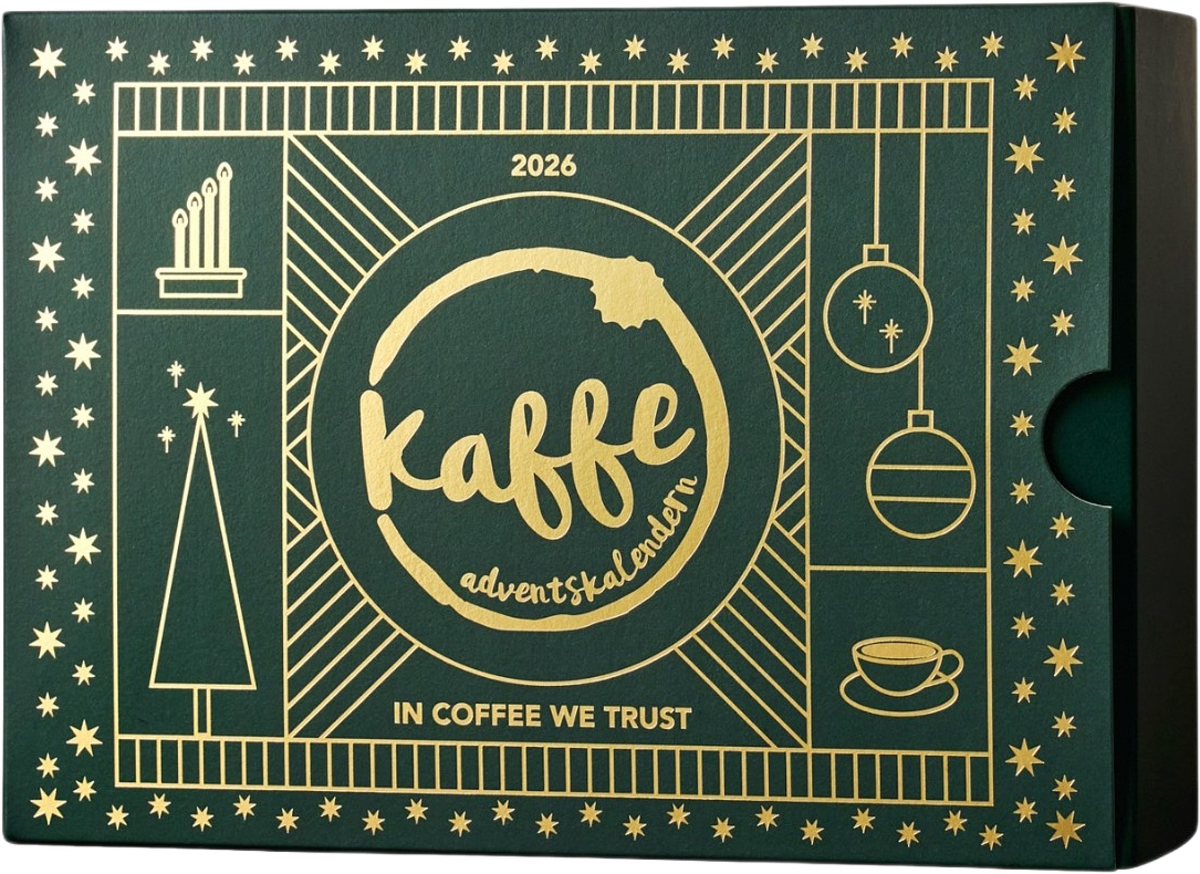 Kaffe-adventskalendern, från Nabo, i färgen mörkgrön. Klicka för att öppna bilden i stort format