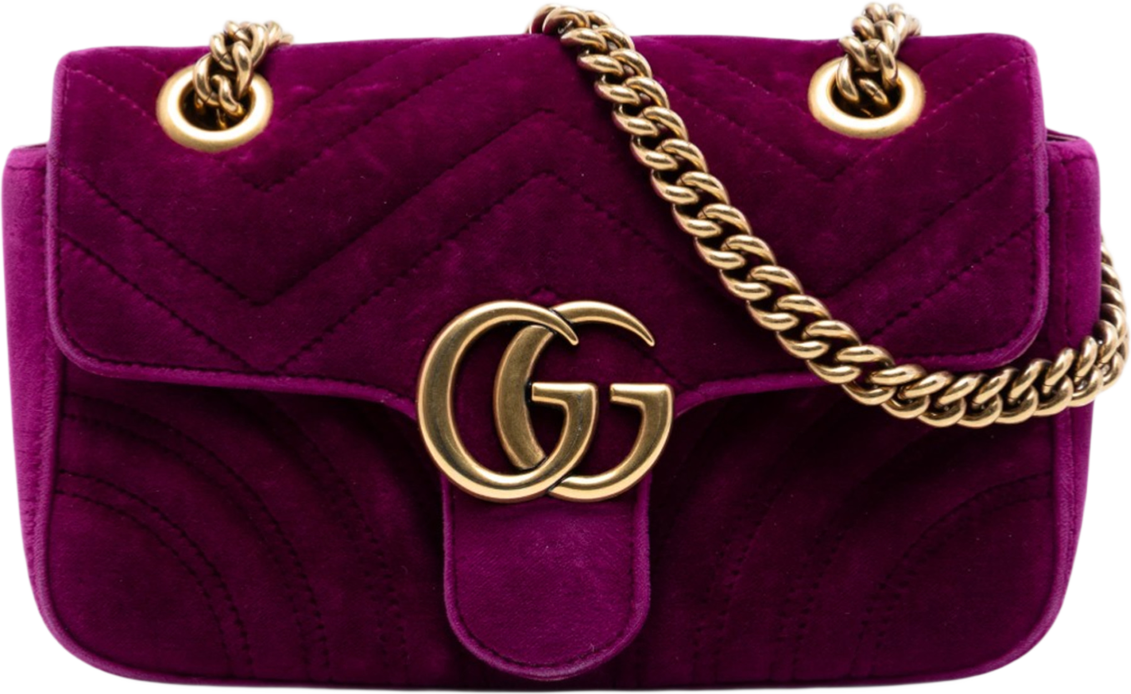 Gucci Small Gg Marmont Matelasse Velvet Shoulder Bag, från Luxclusif, i färgen magenta. Klicka för att öppna bilden i stort format