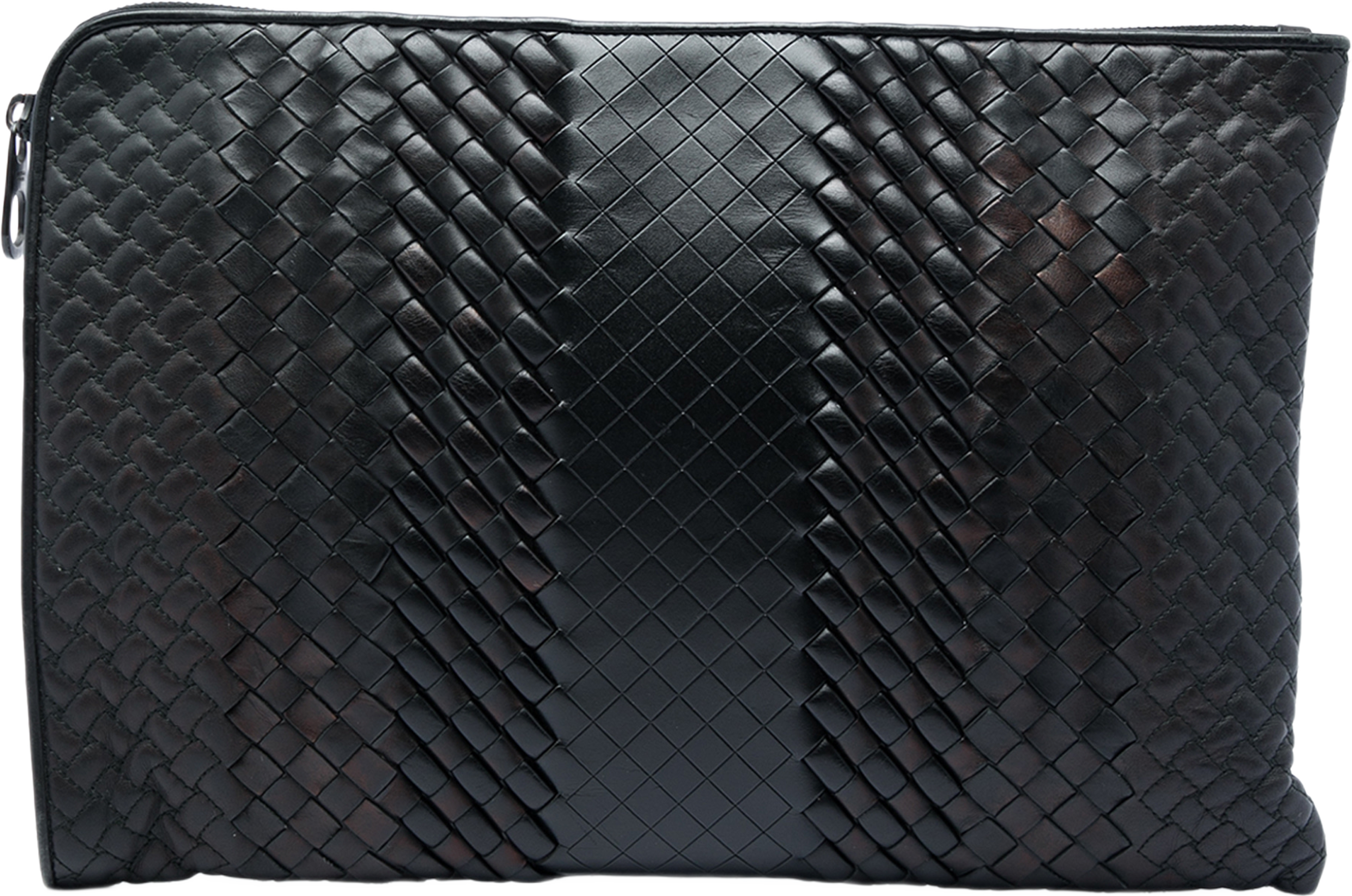 Bottega Veneta Nappa Intreccio Imperatore Zip Clutch, från Luxclusif, i färgen brun. Klicka för att öppna bilden i stort format