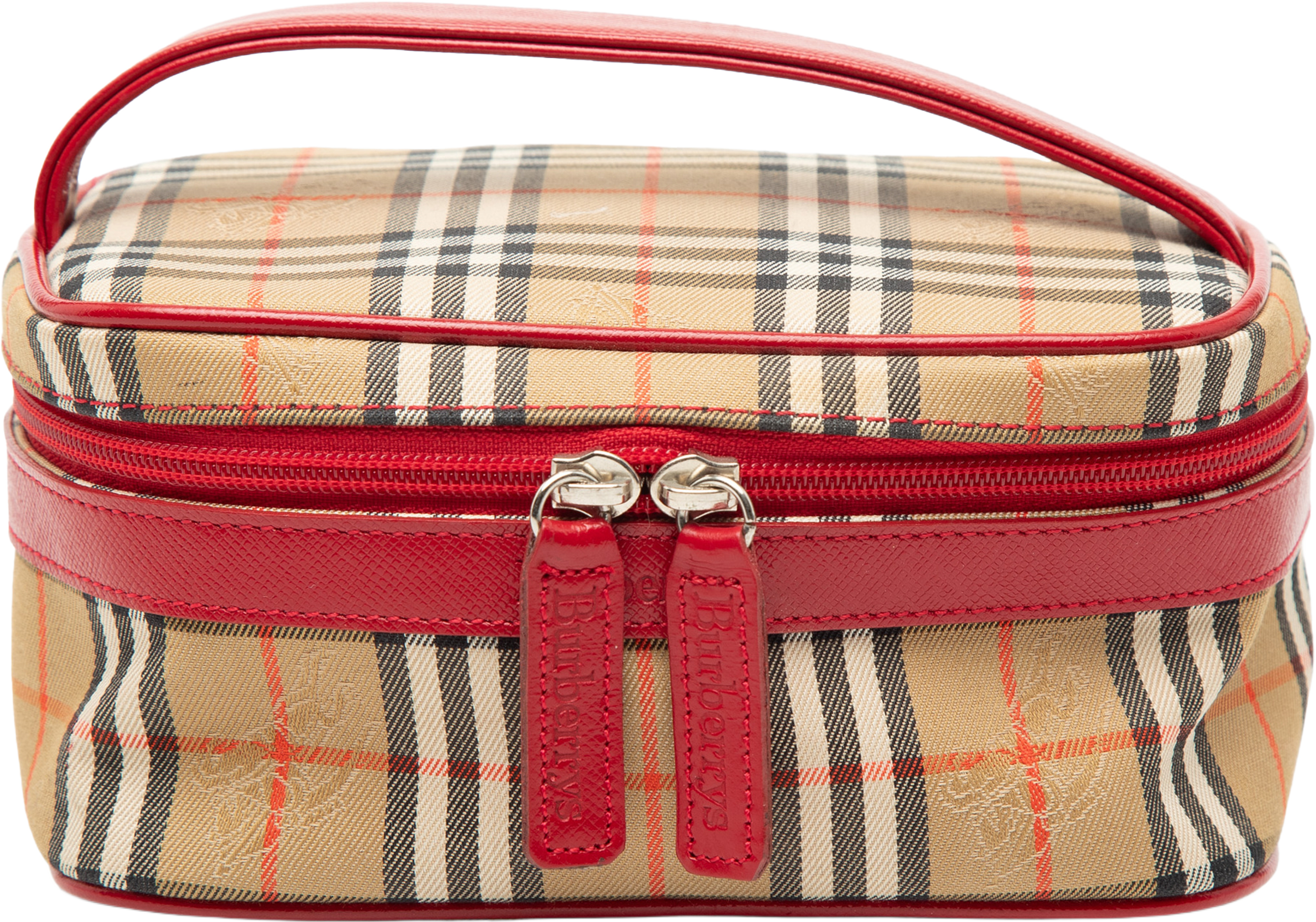 Burberry Haymarket Check Canvas Vanity Bag, från Luxclusif, i färgen beige. Klicka för att öppna bilden i stort format