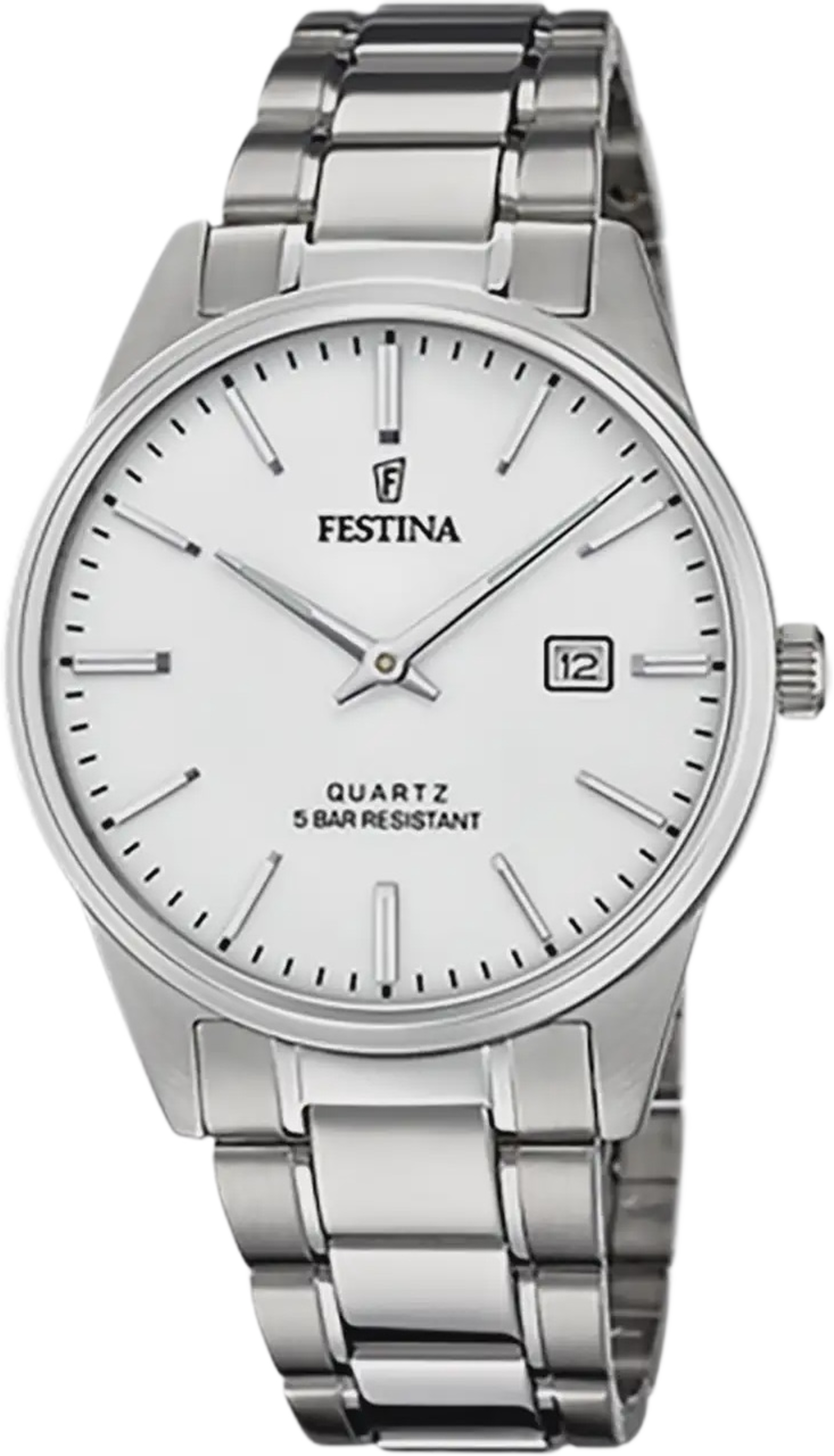 Festina Classic Herrklocka Vit/stl, Metallband - F20511/2, från Festina, i färgen silver. Klicka för att öppna bilden i stort format