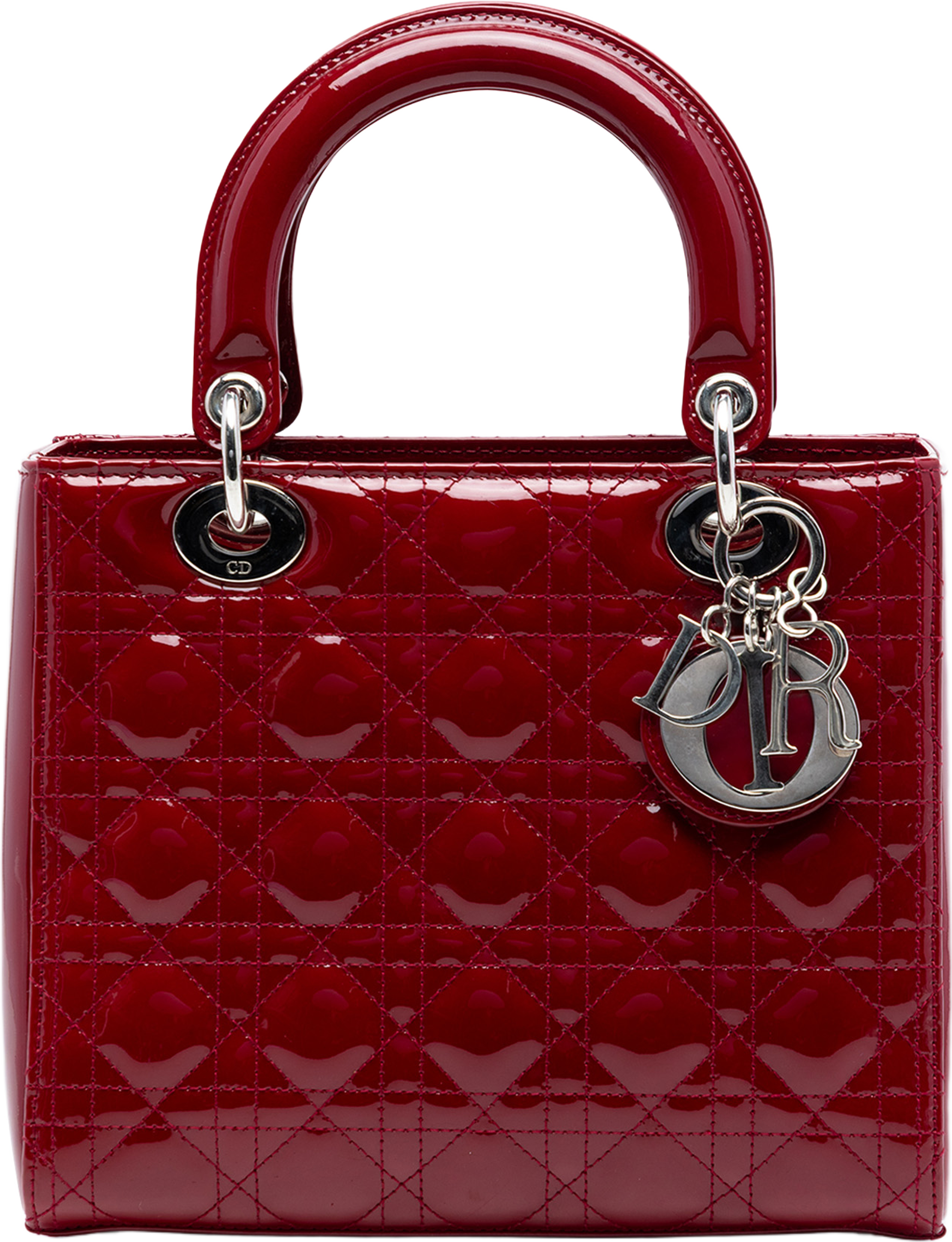 Dior Medium Patent Cannage Lady Dior, från Luxclusif, i färgen dark red. Klicka för att öppna bilden i stort format