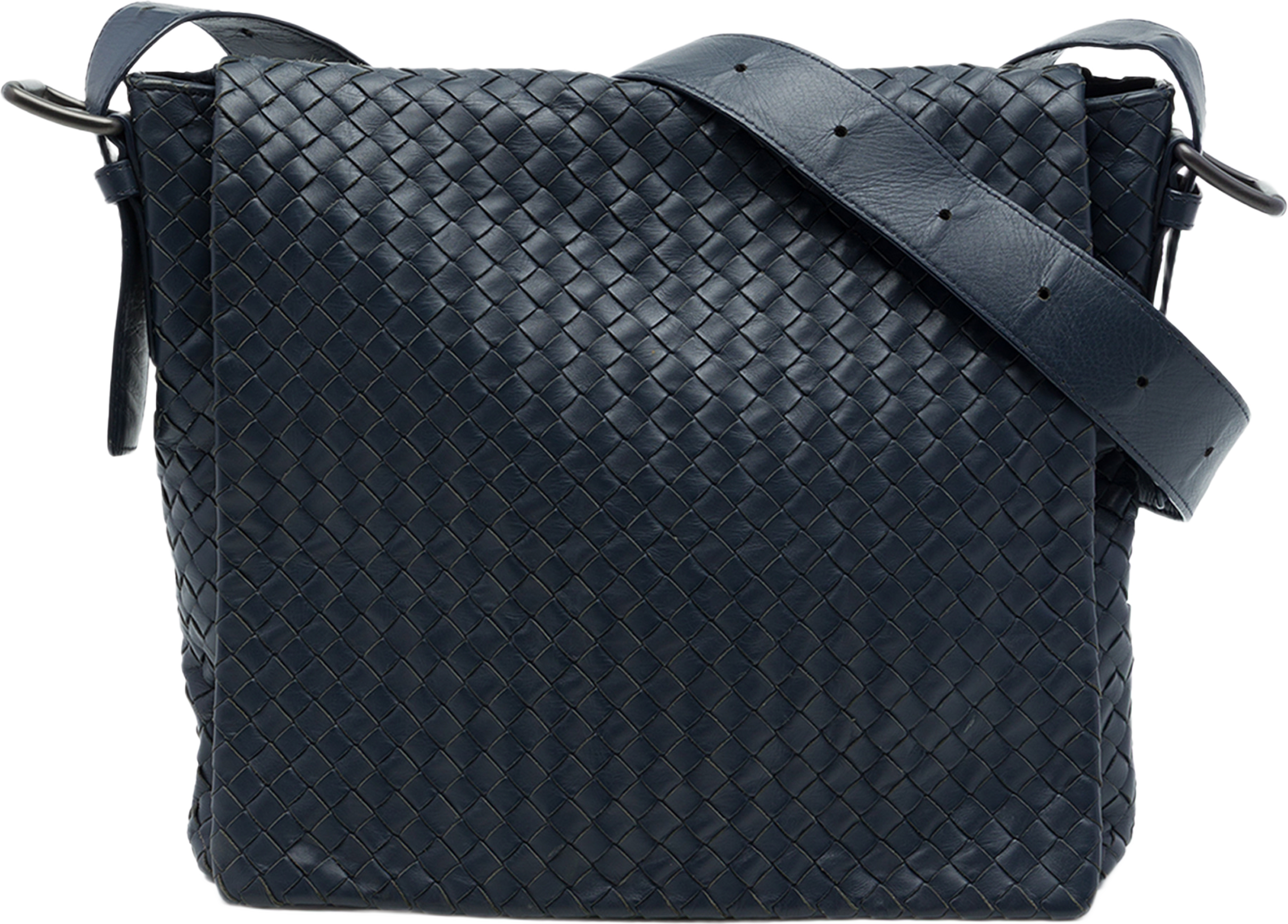 Bottega Veneta Nappa Intrecciato Flap Crossbody, från Luxclusif, i färgen blå. Klicka för att öppna bilden i stort format