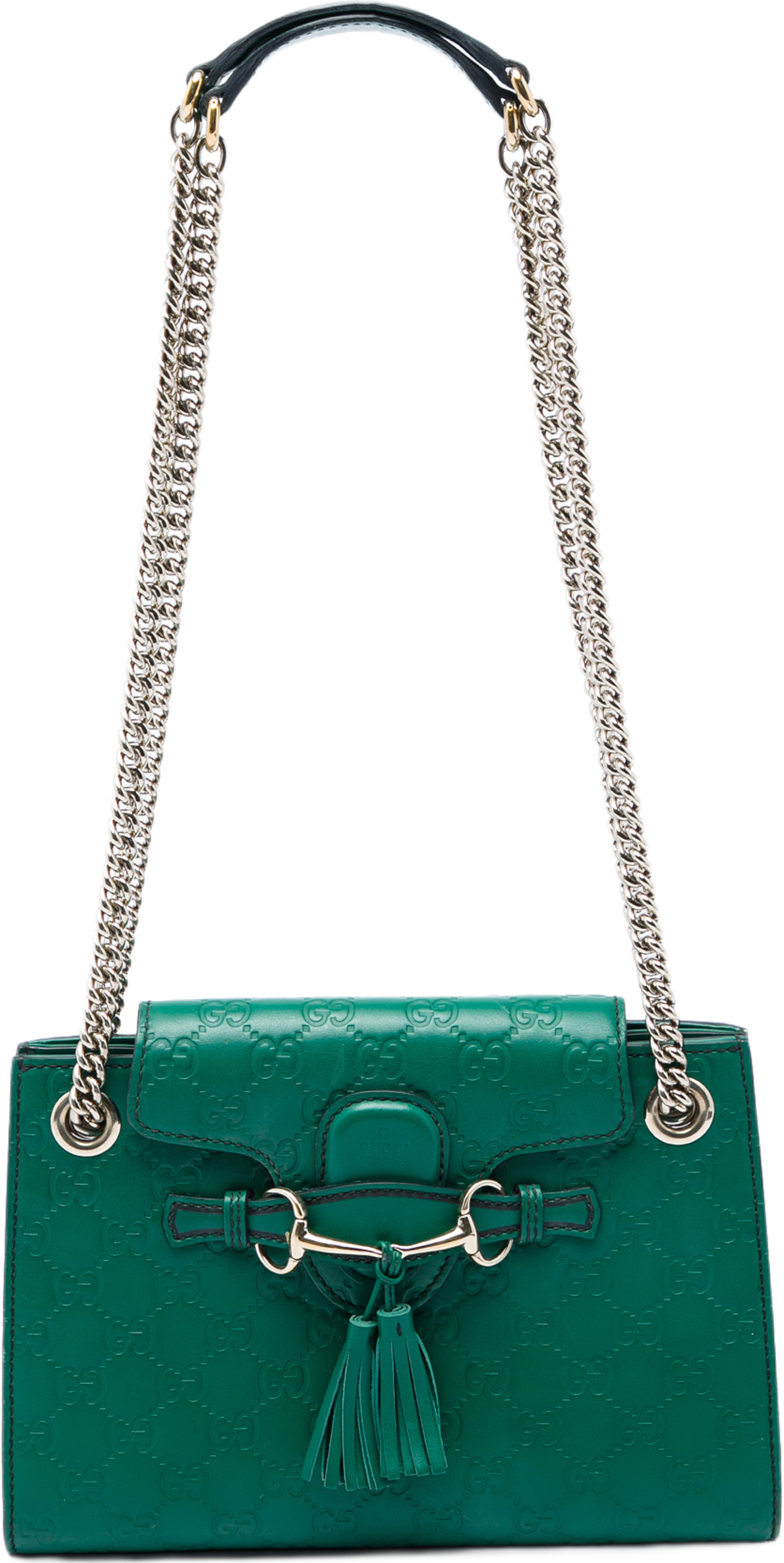 Gucci Small Guccissima Emily Shoulder Bag, från Luxclusif, i färgen grön. Klicka för att öppna bilden i stort format