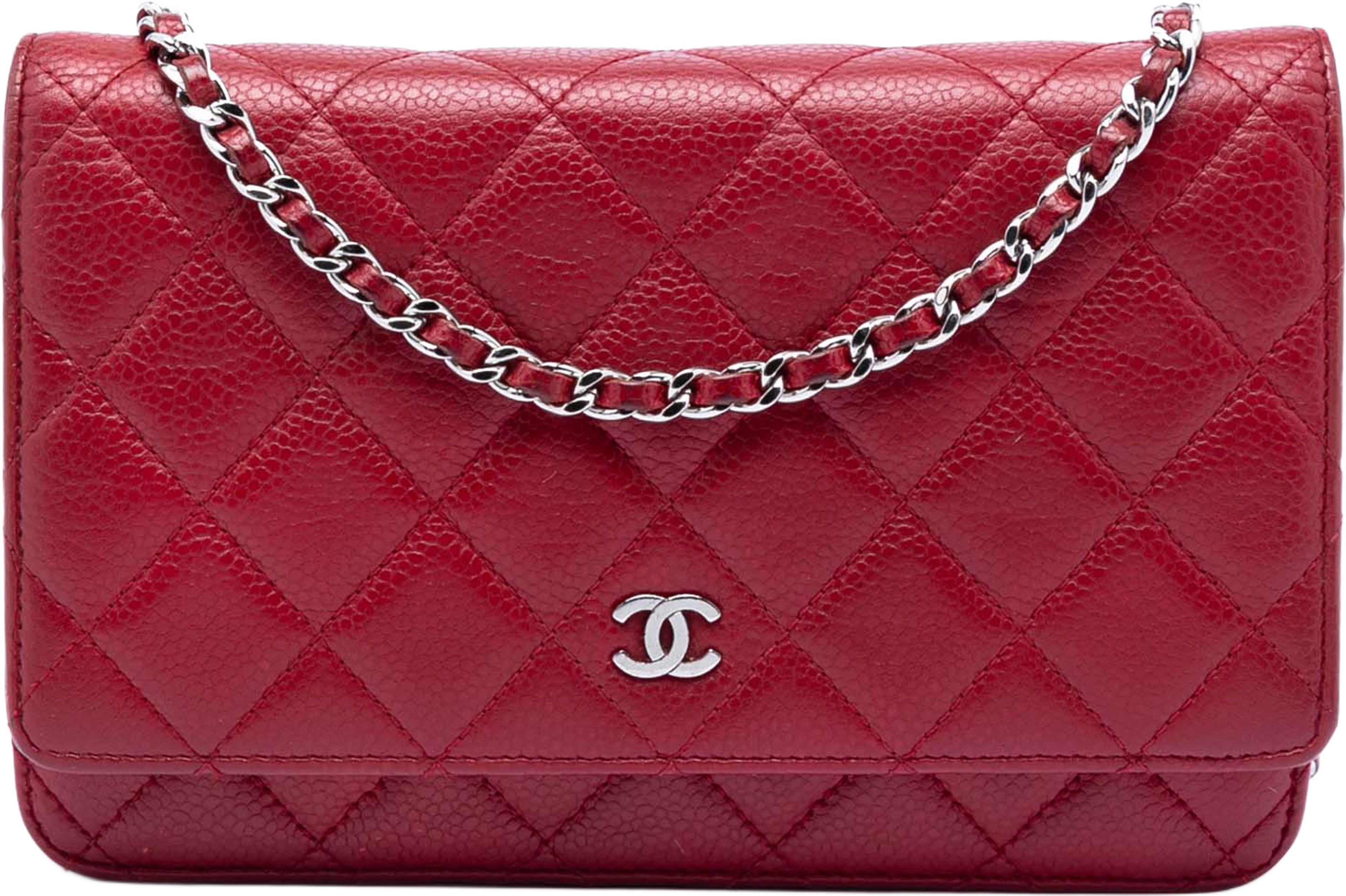 Chanel Cc Quilted Caviar Wallet On Chain, från Luxclusif, i färgen red. Klicka för att öppna bilden i stort format