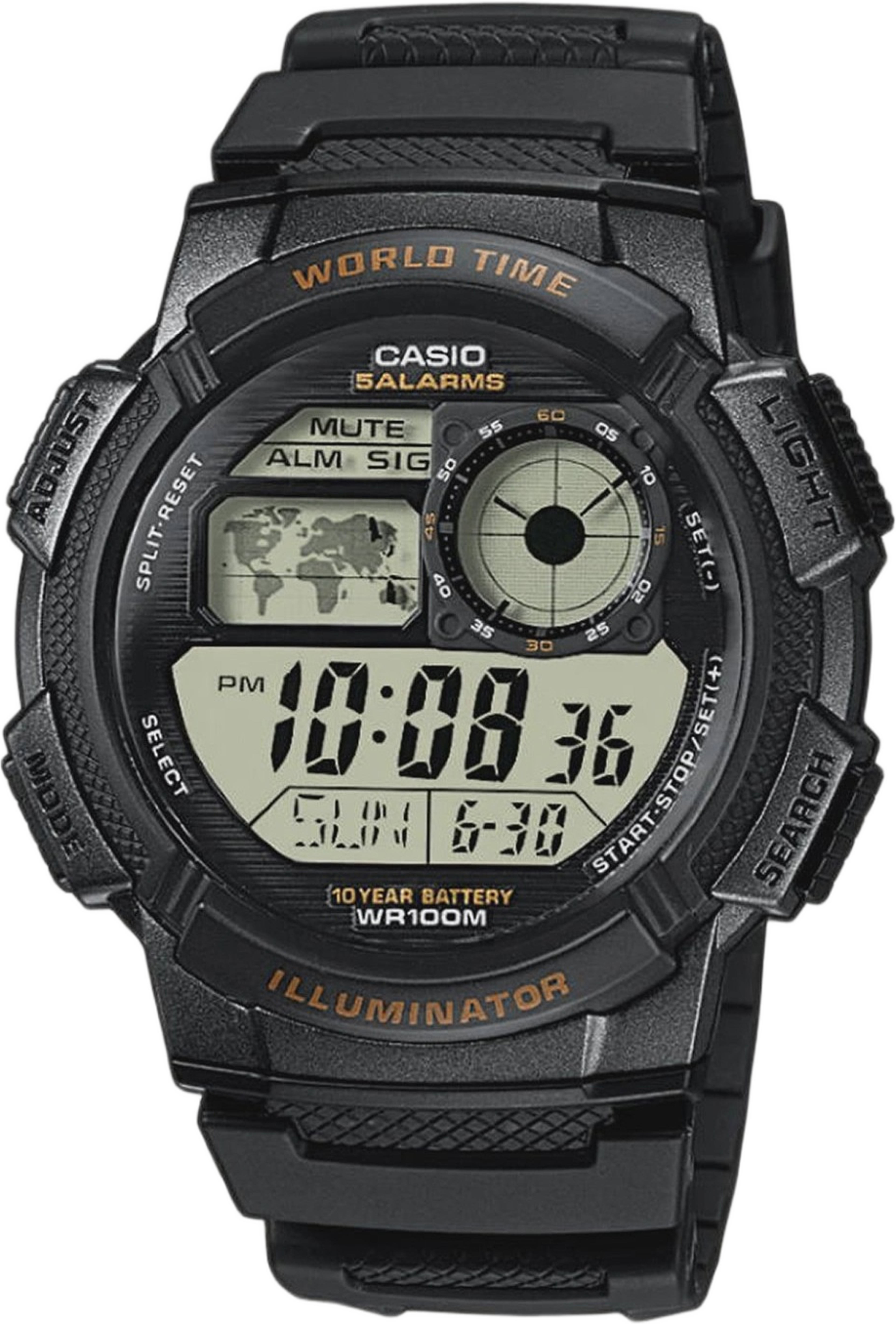 Casio Ae-1000w Herr Svart/resinarmband - Ae-1000w-1avef, från Casio, i färgen 1. Klicka för att öppna bilden i stort format